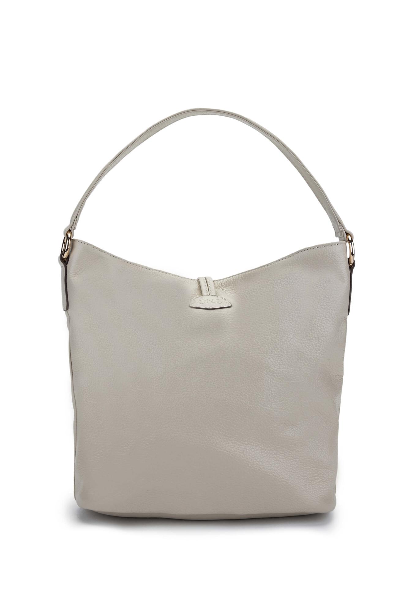 Tamer Tanca Kadın Hakiki Deri Bej Omuz Çanta