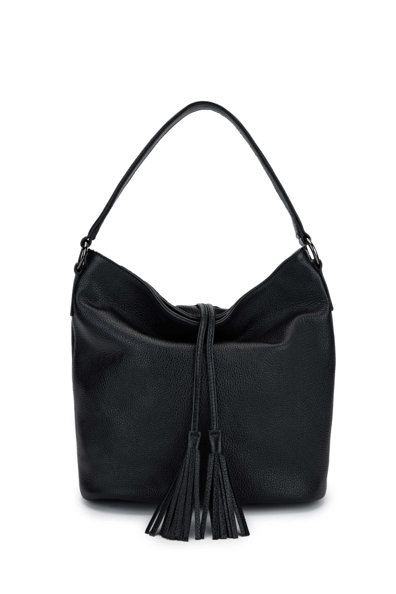 Tamer Tanca Kadın Hakiki Deri Siyah Omuz Çanta