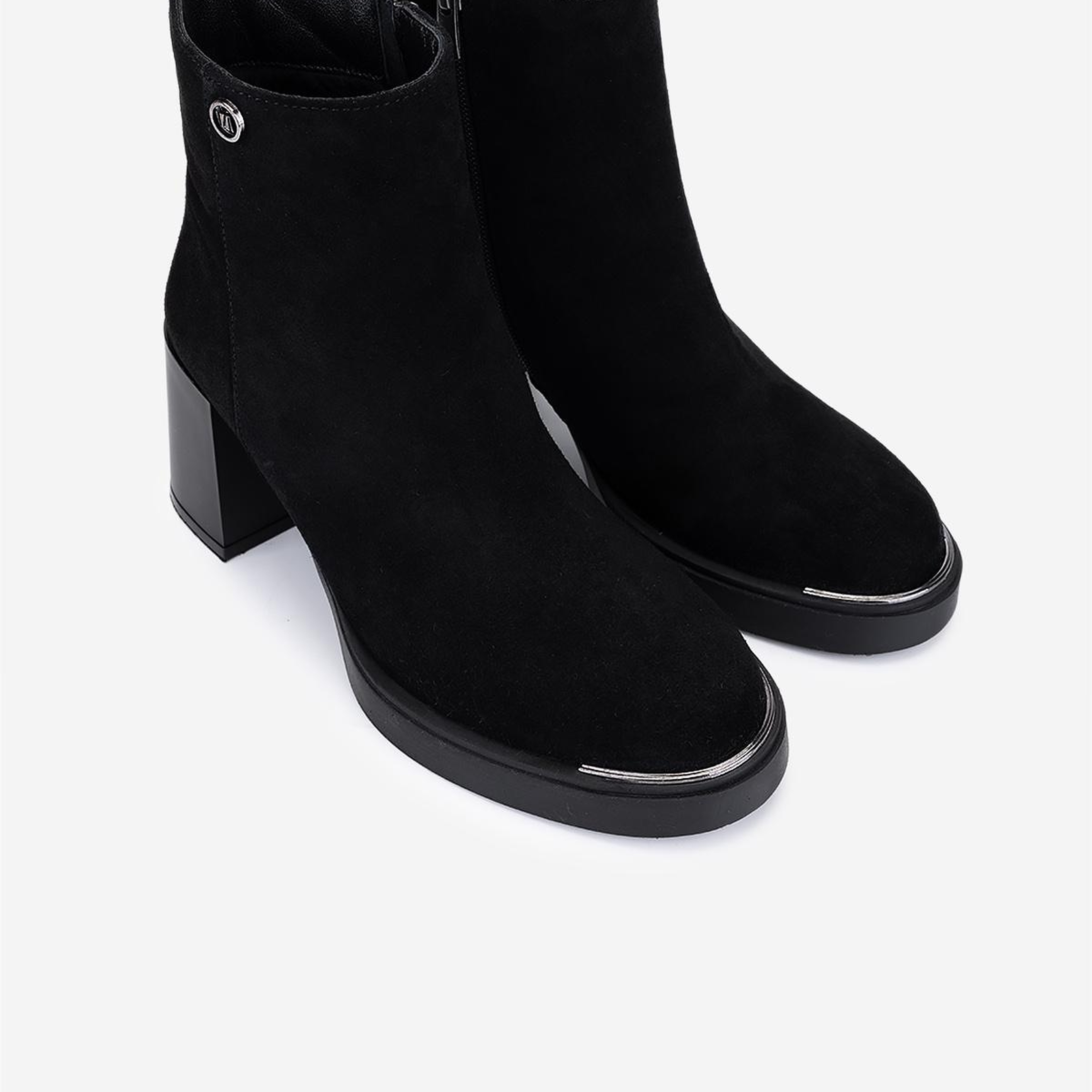 Valmenti Kadın Hakiki Deri Siyah Süet Topuklu Bot