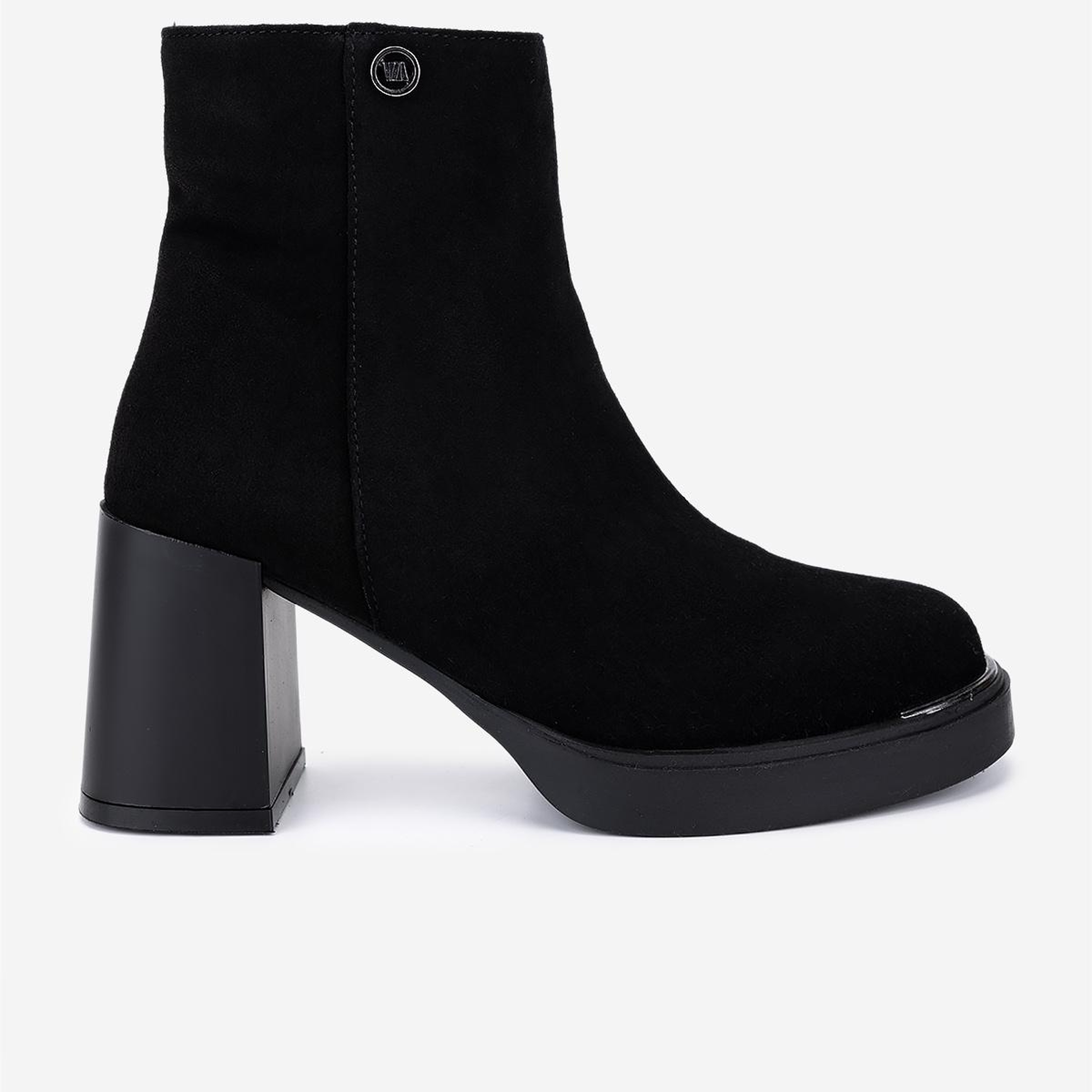 Valmenti Kadın Hakiki Deri Siyah Süet Topuklu Bot