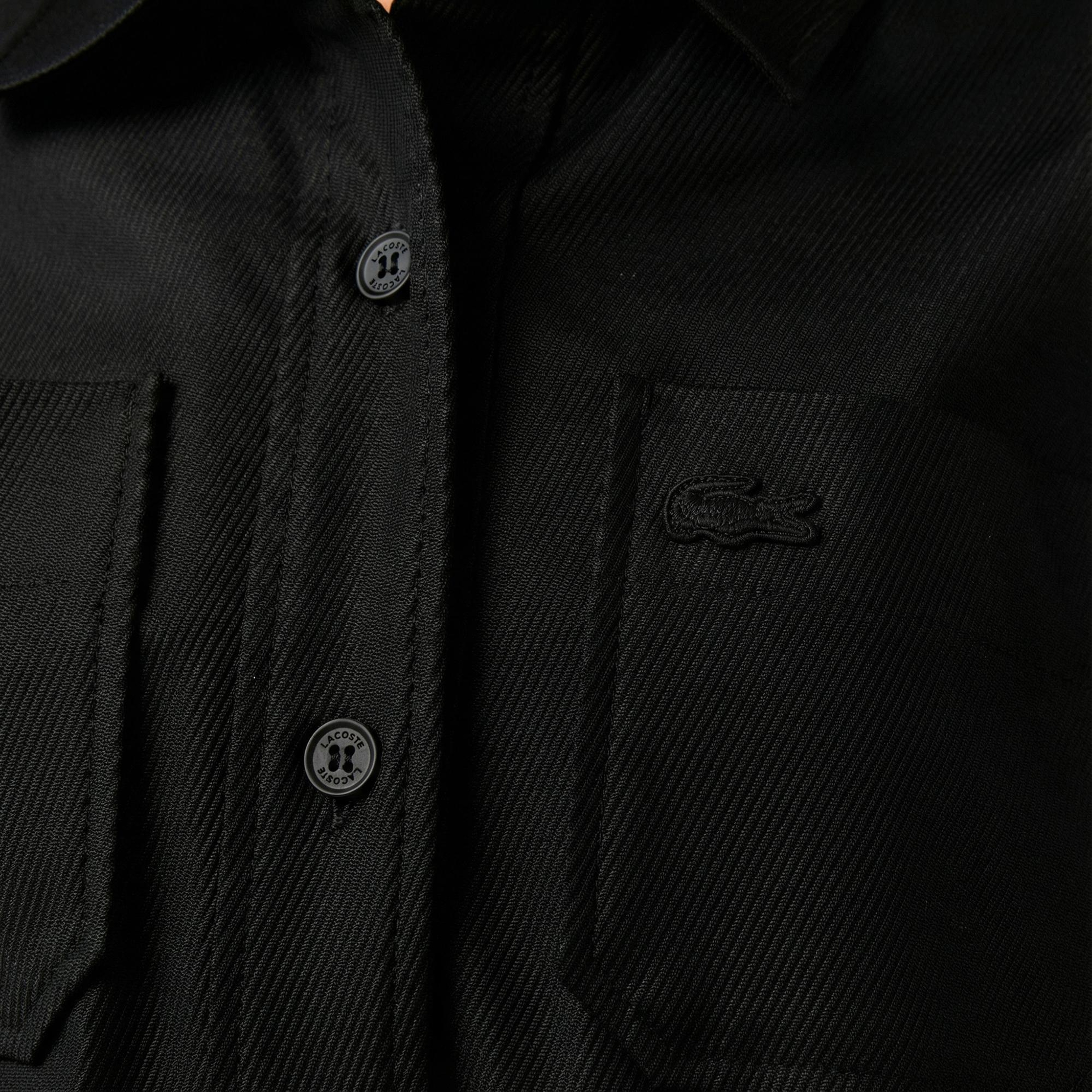 Lacoste Kadın Classic Fit Kısa Kollu Siyah Elbise