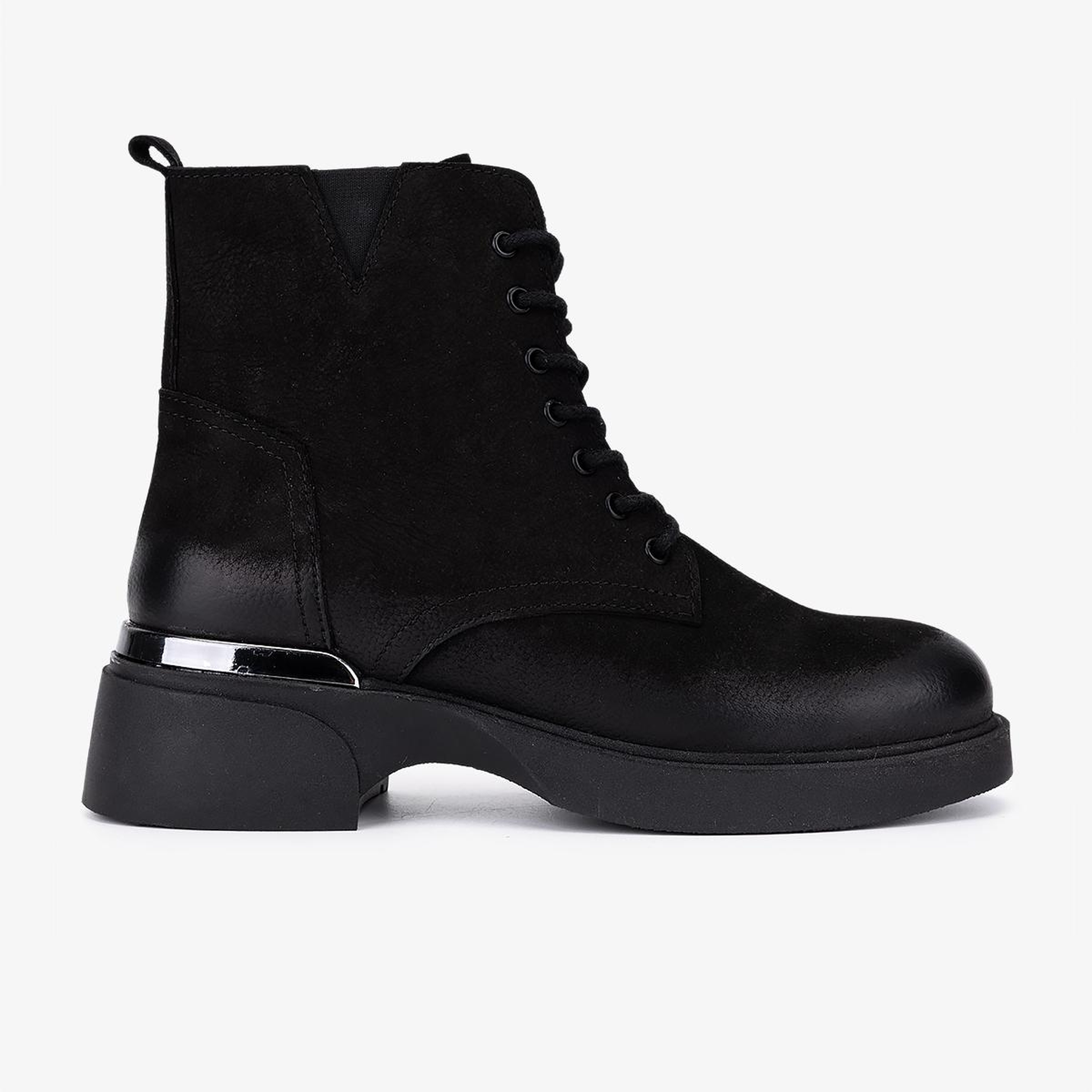 Valmenti Kadın Hakiki Deri Siyah Nubuk Düz Bot