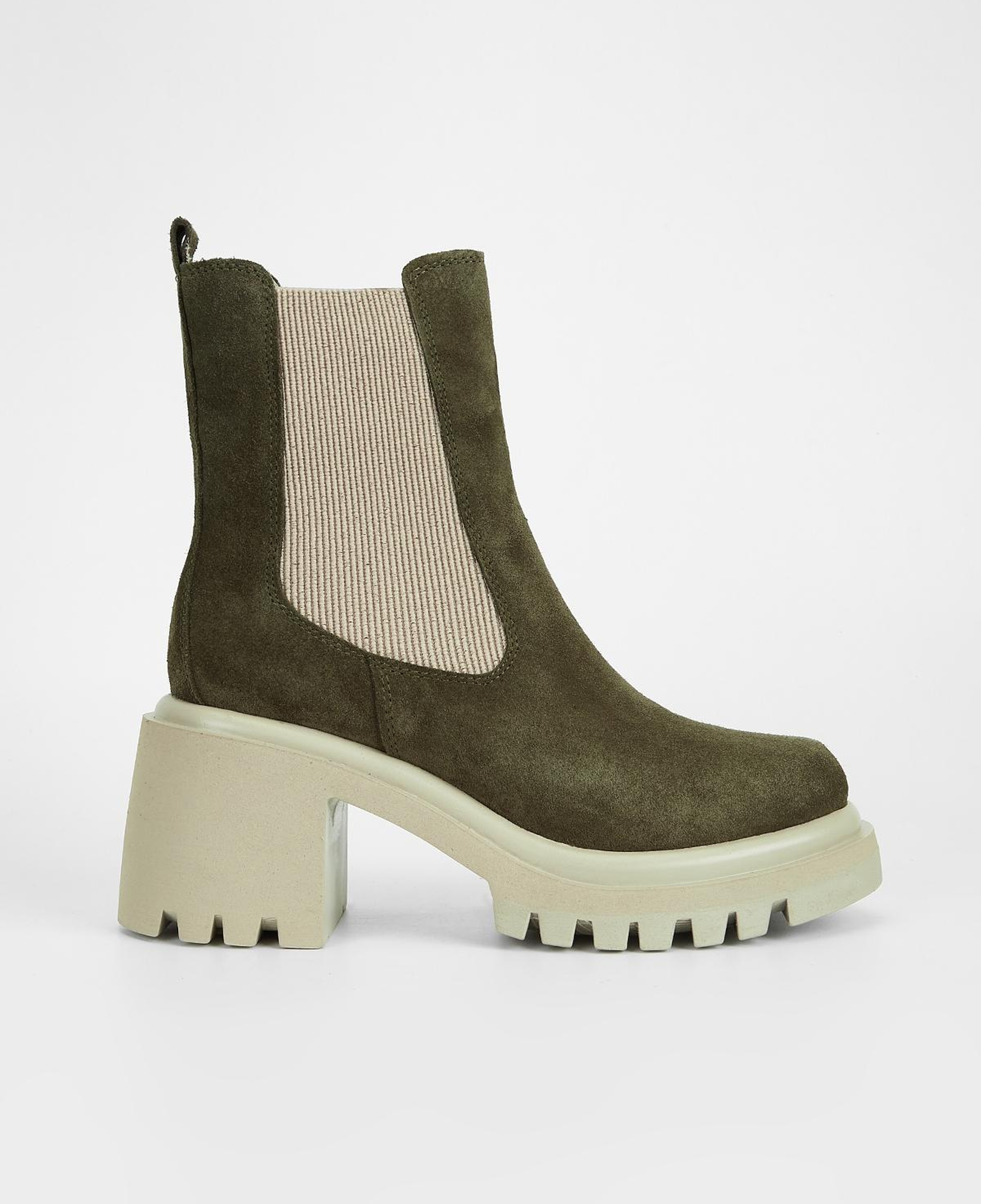 Valmenti Kadın Hakiki Deri Haki Süet Topuklu Bot