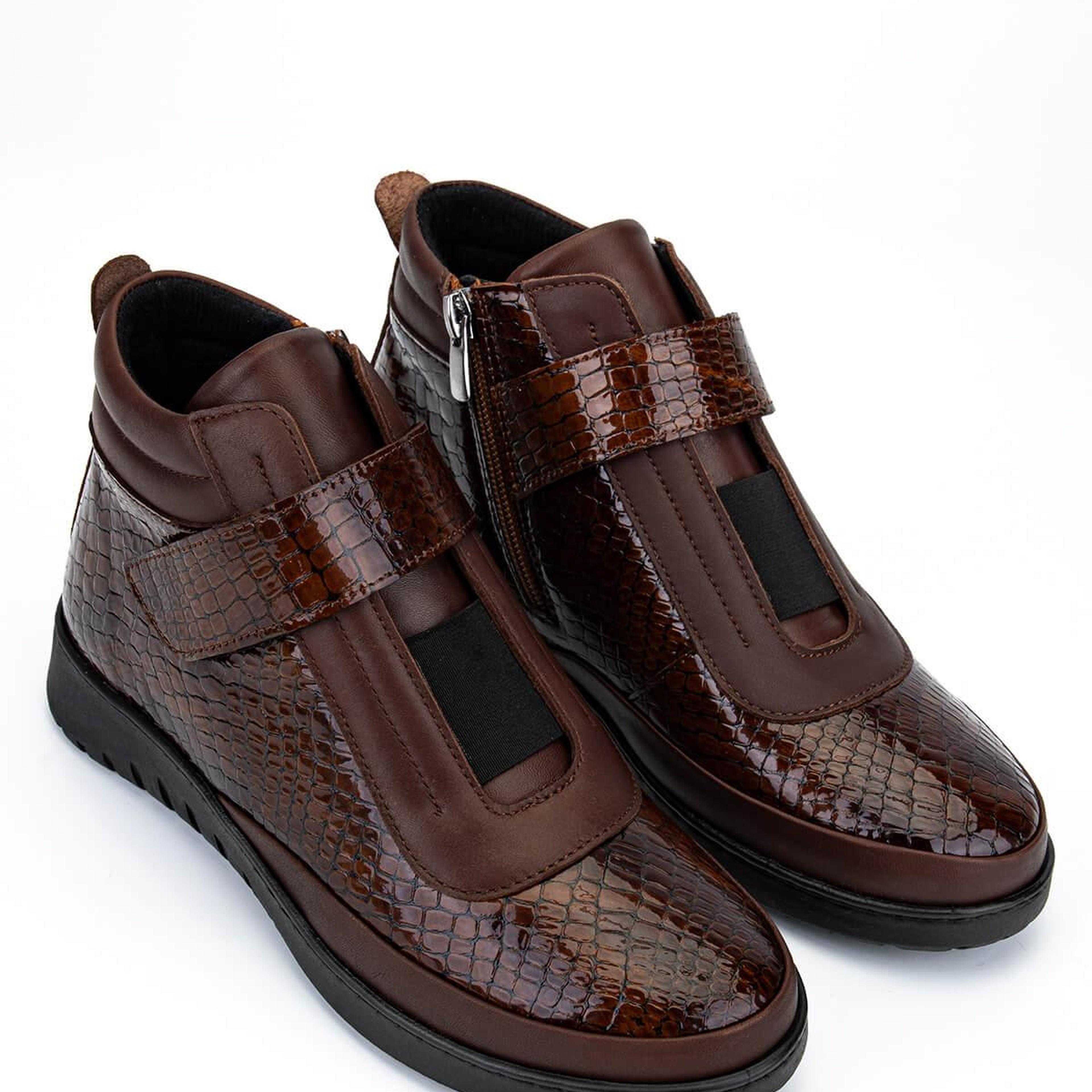 Tamer Tanca Kadın Hakiki Deri Taba Rugan Kroko Bot