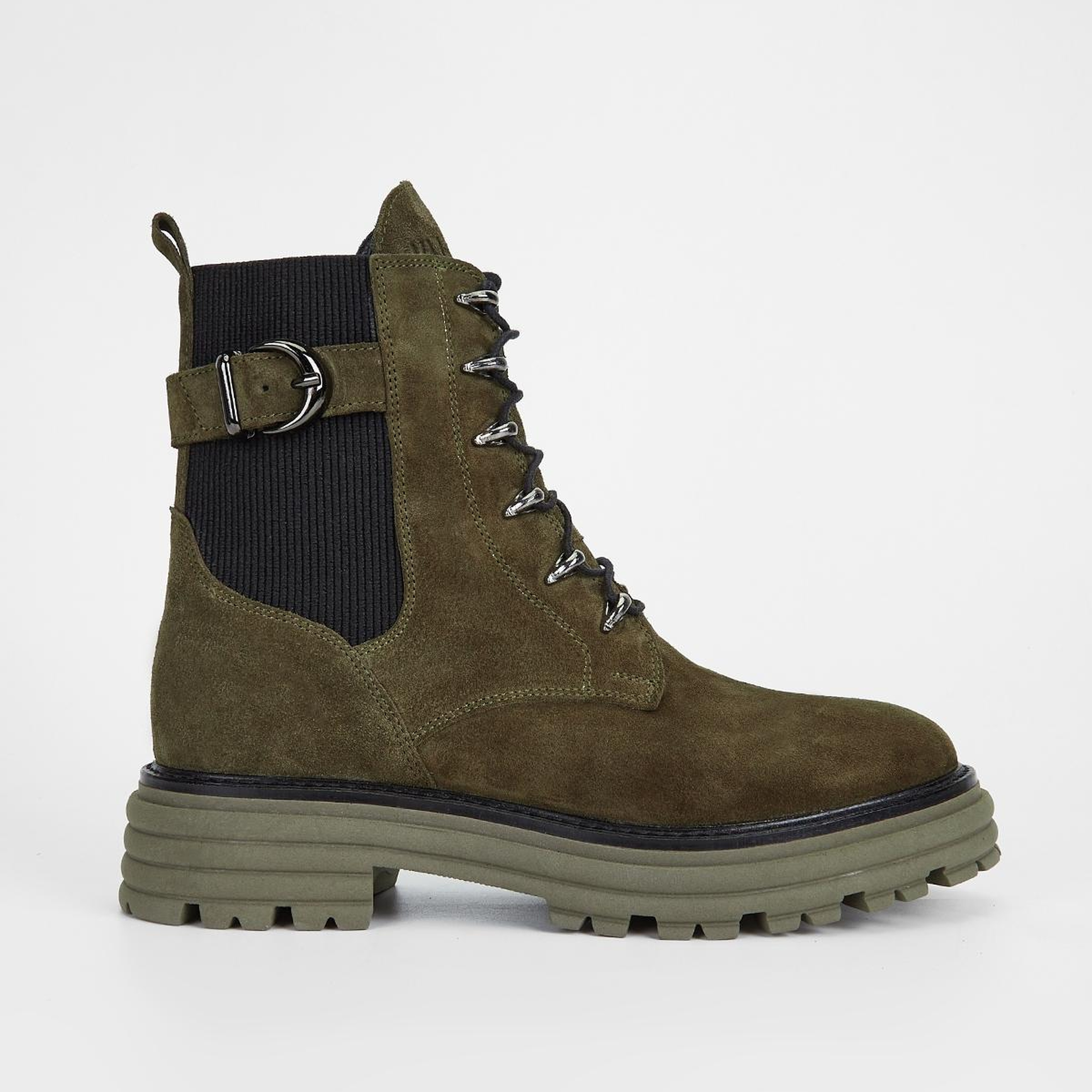 Valmenti Kadın Hakiki Deri Haki Süet Düz Bot