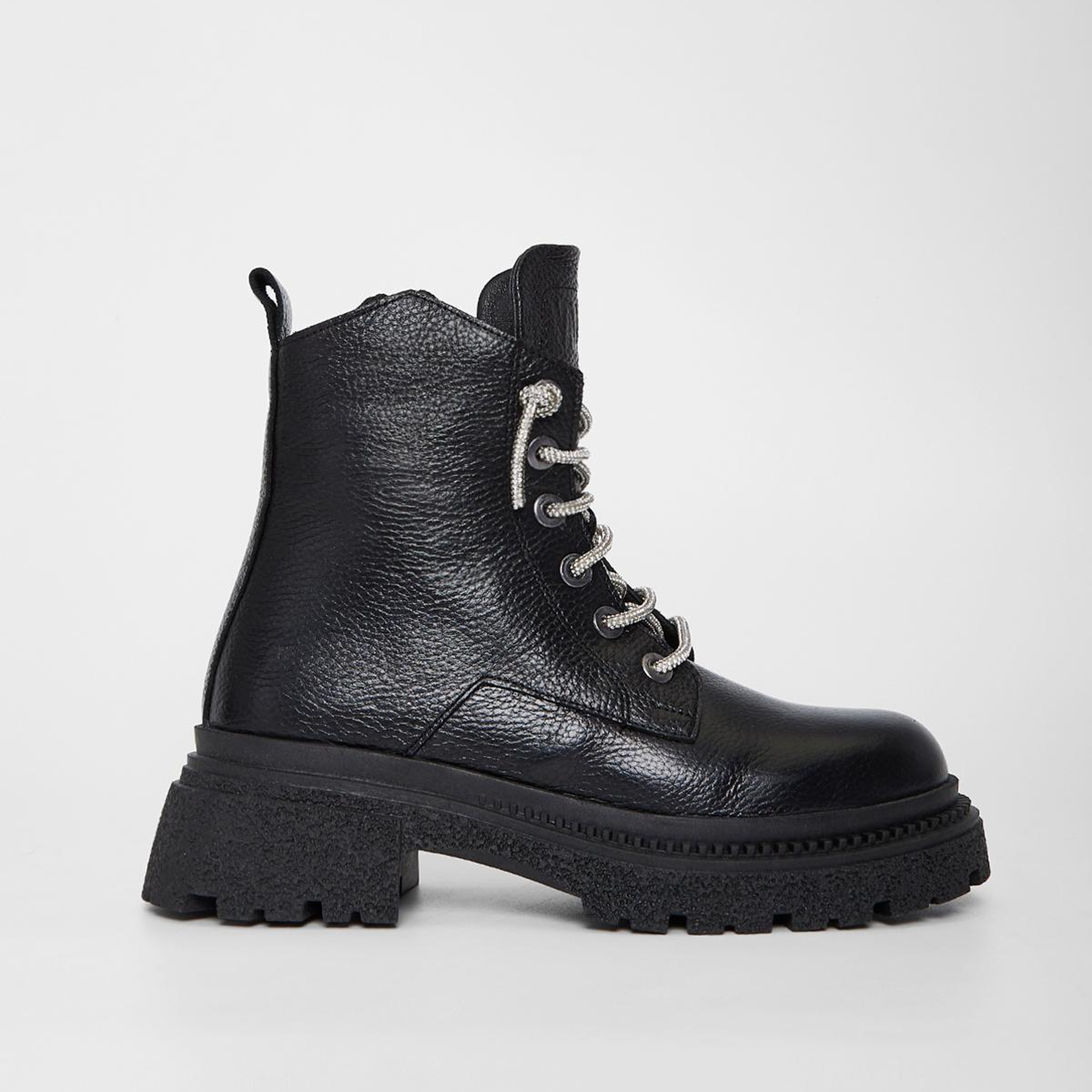 Valmenti Kadın Hakiki Deri Siyah Düz Bot