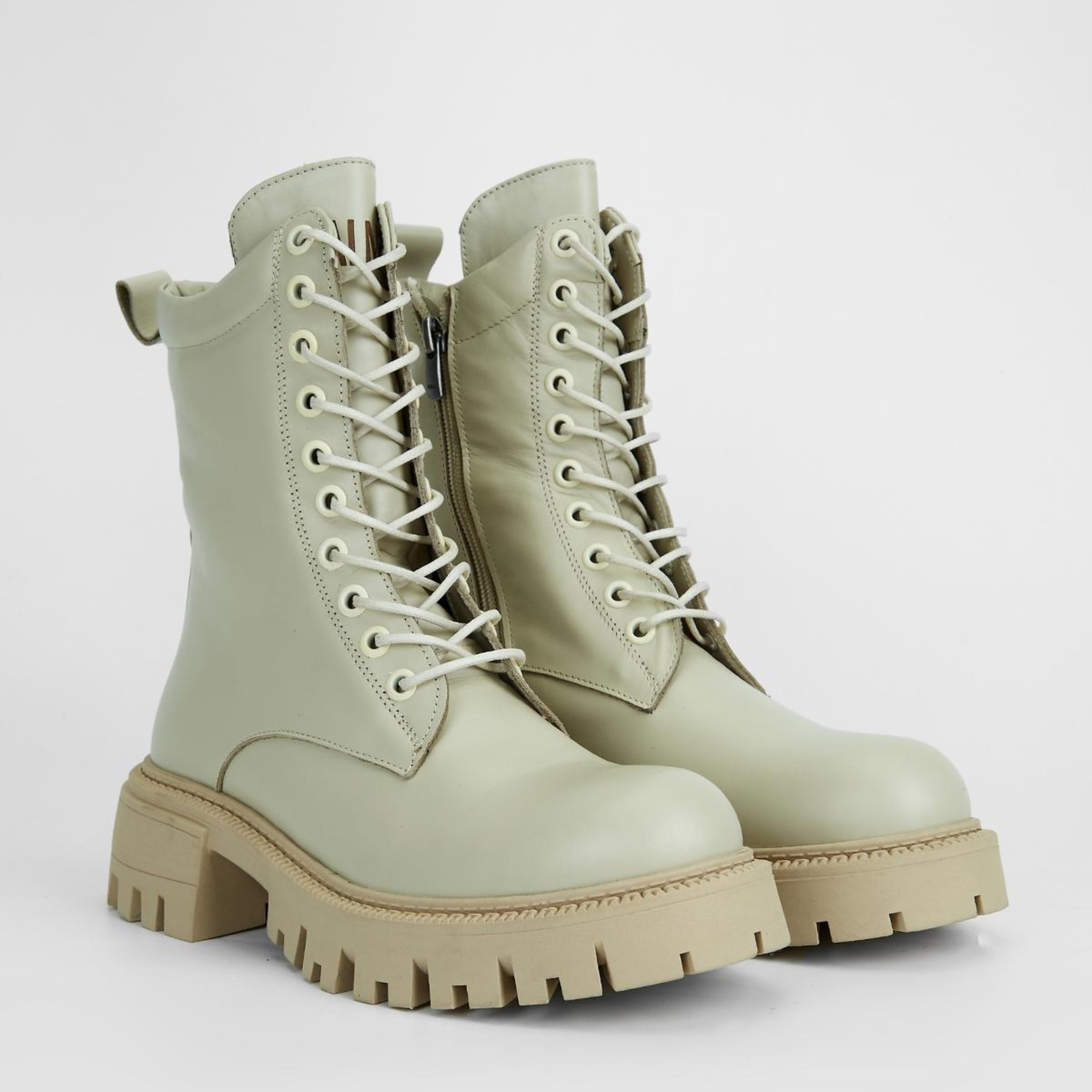 Valmenti Kadın Hakiki Deri Bej Düz Bot