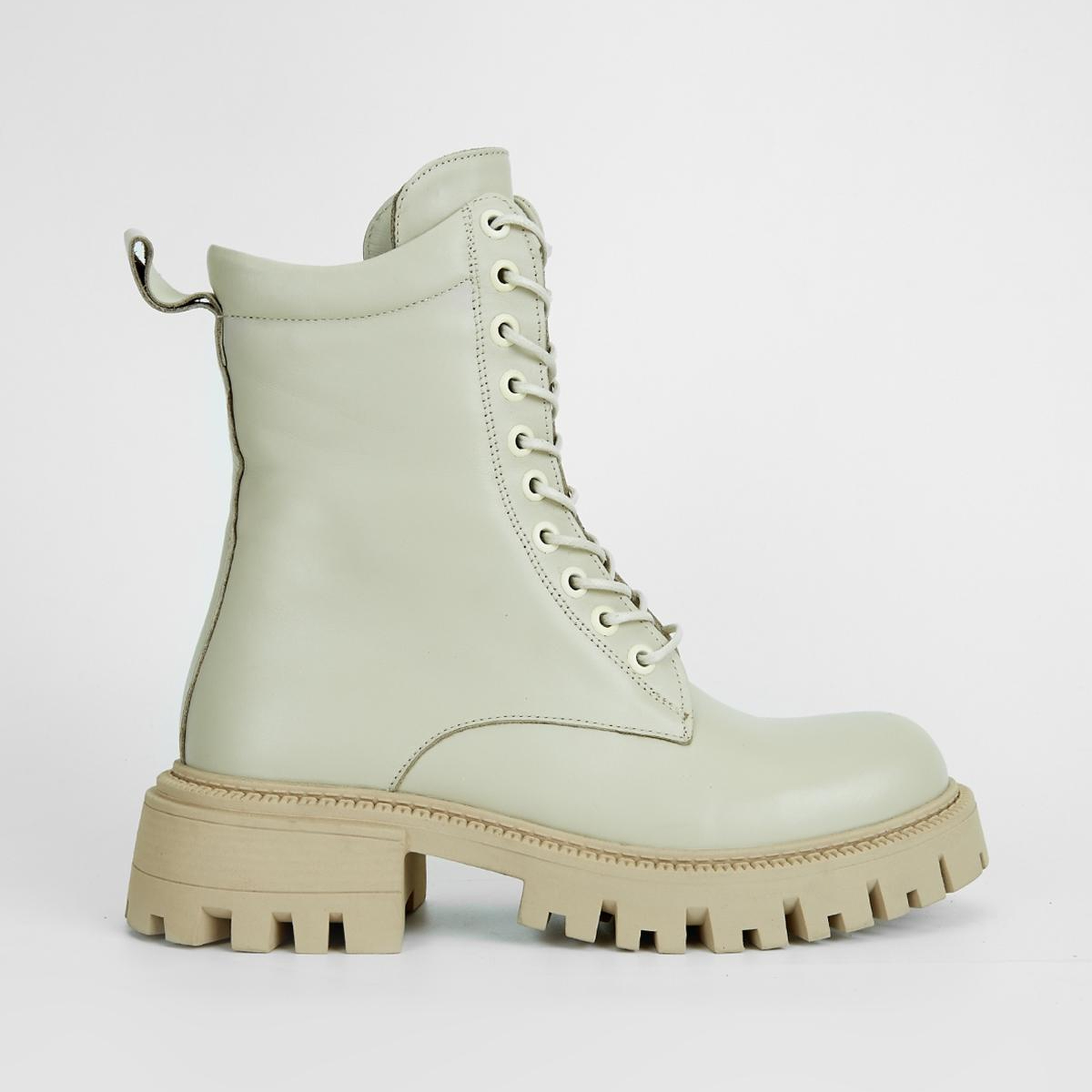 Valmenti Kadın Hakiki Deri Bej Düz Bot