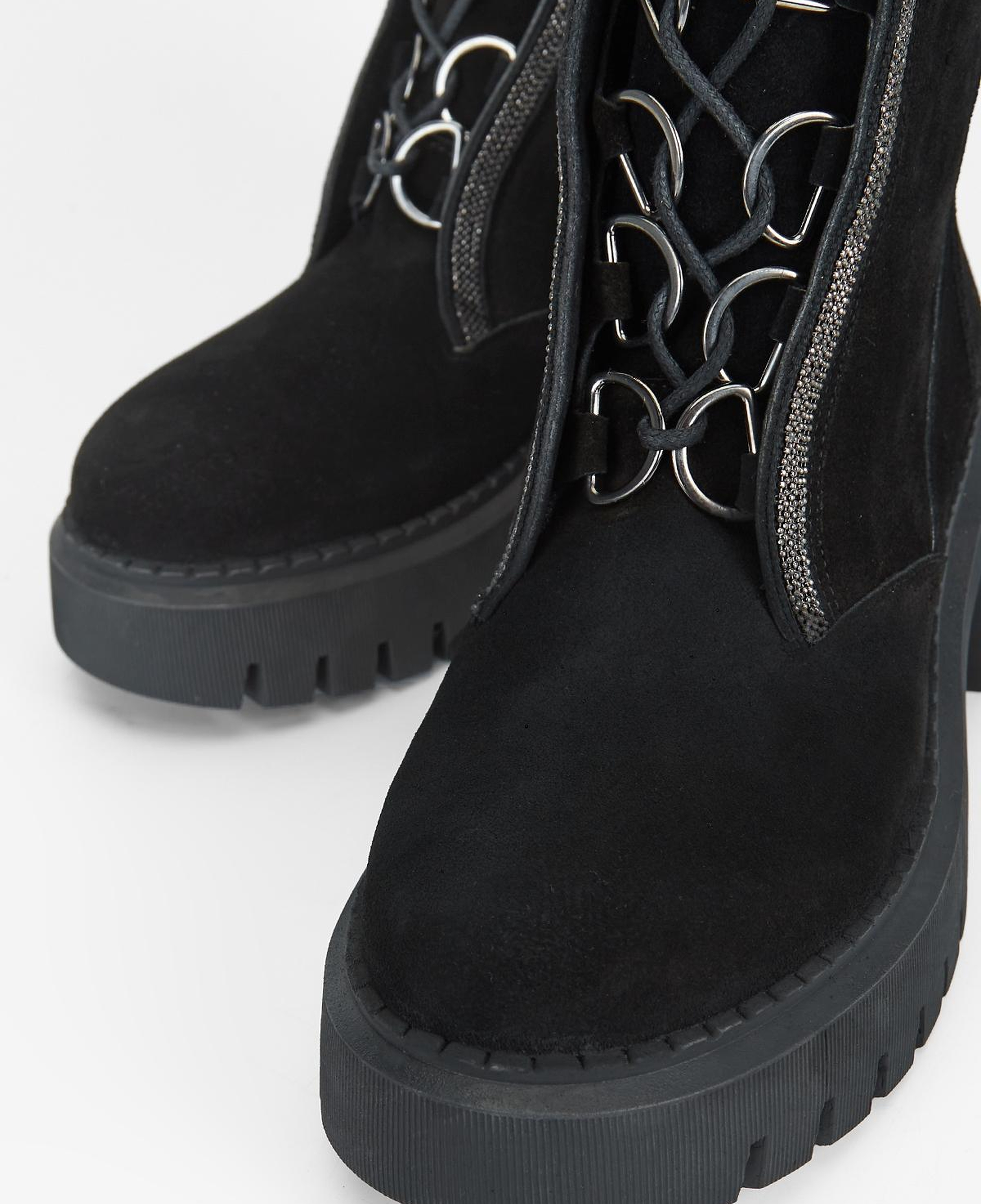 Valmenti Kadın Hakiki Deri Siyah Süet Topuklu Bot