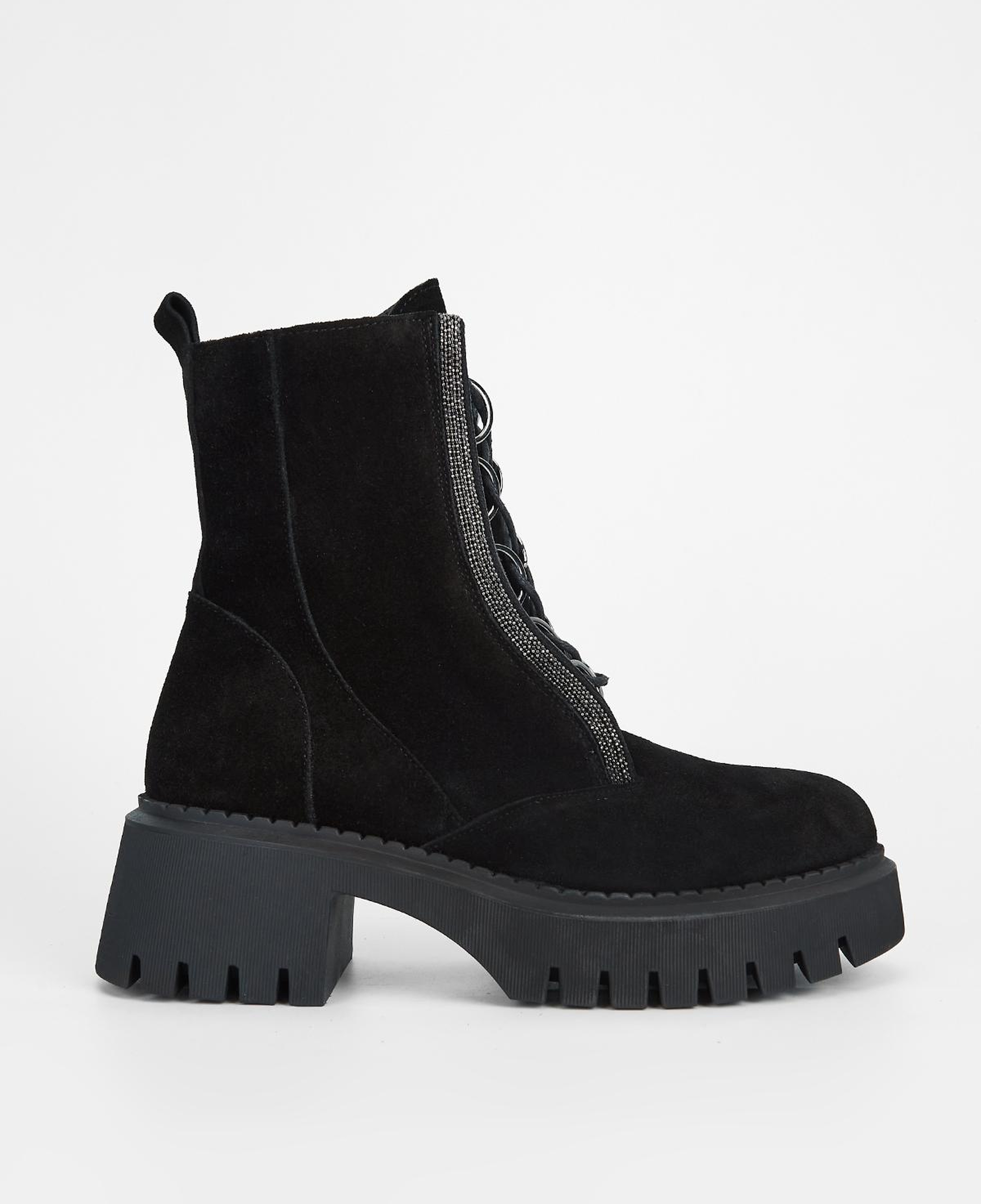 Valmenti Kadın Hakiki Deri Siyah Süet Topuklu Bot