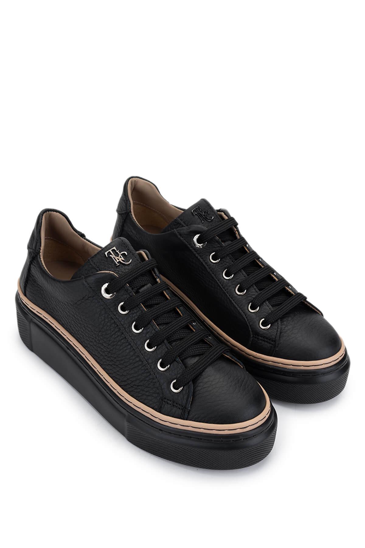 Tamer Tanca Kadın Hakiki Deri Siyah Floter Sneakers & Spor Ayakkabı