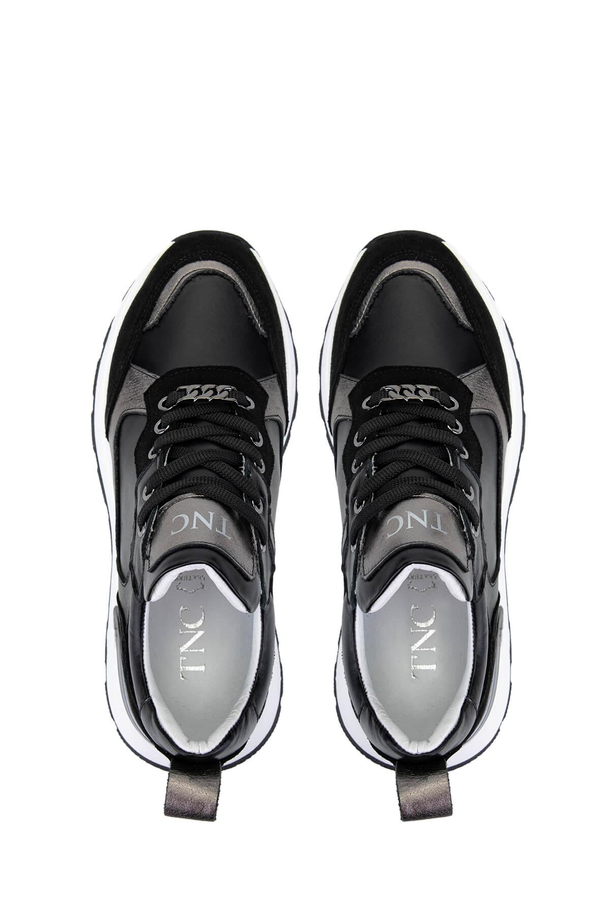 Tamer Tanca Kadın Hakiki Deri Siyah Süet Sneakers & Spor Ayakkabı