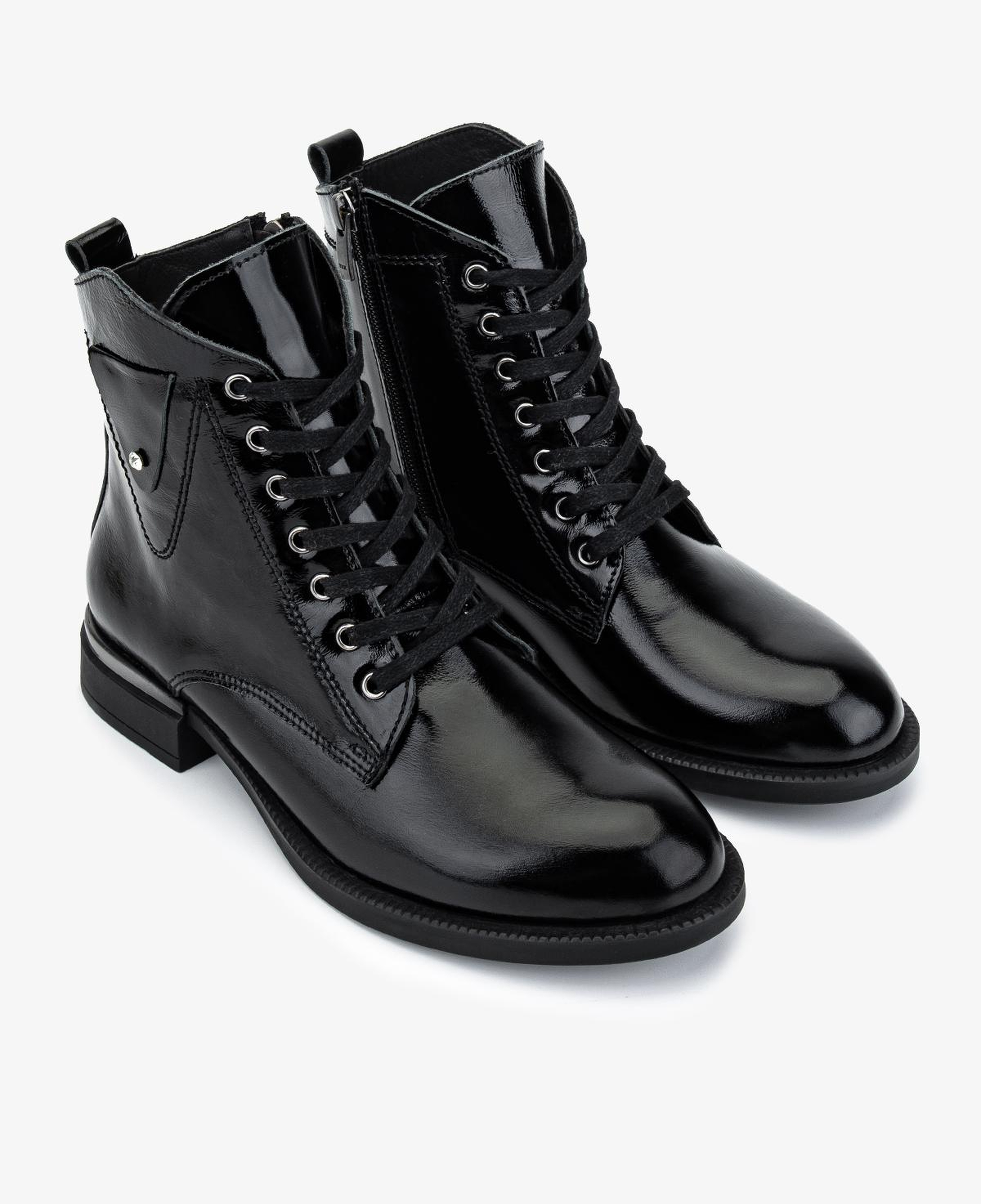 Valmenti Kadın Hakiki Deri Siyah Rugan Düz Bot