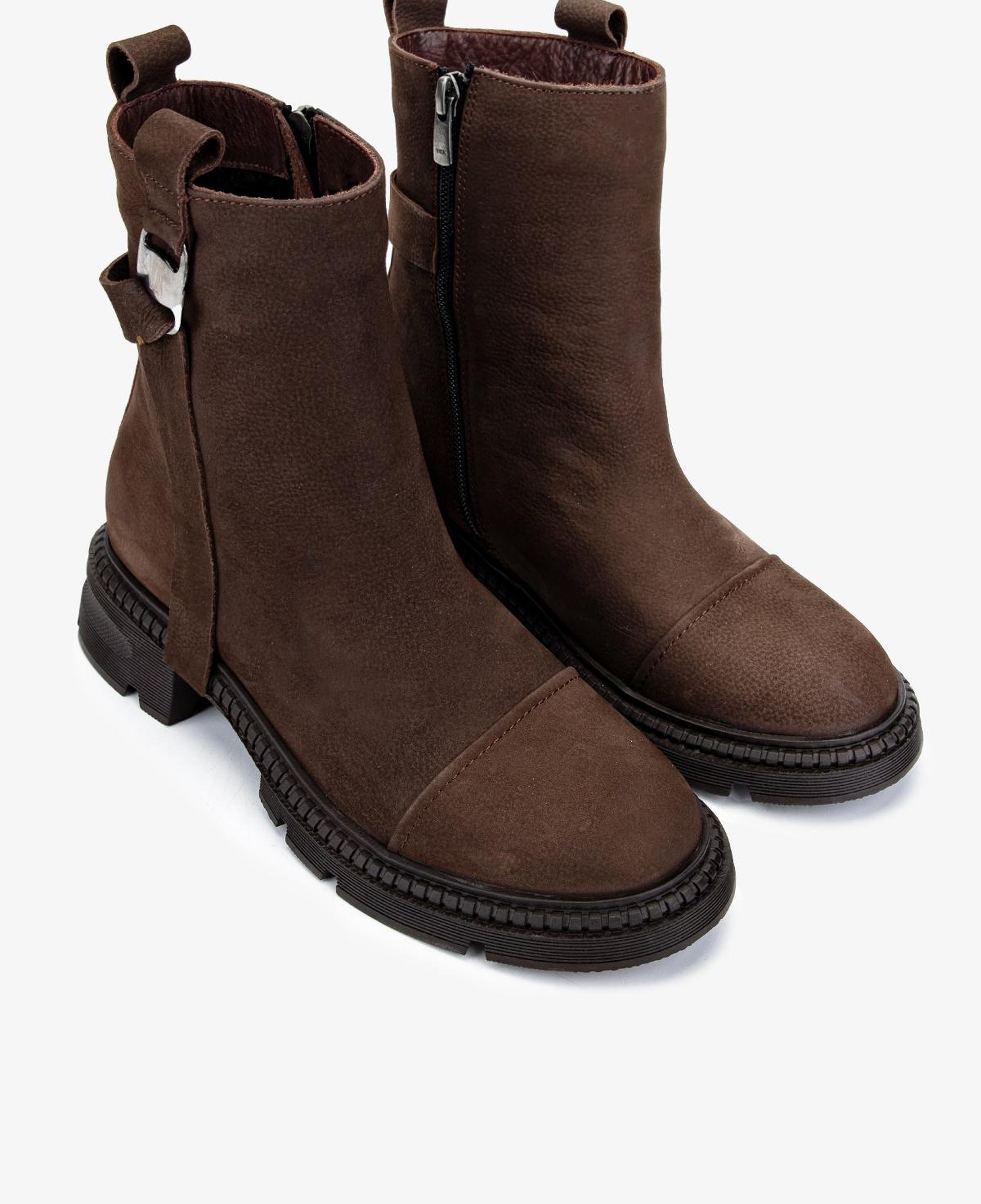 Valmenti Kadın Hakiki Deri Kahverengi Nubuk Düz Bot