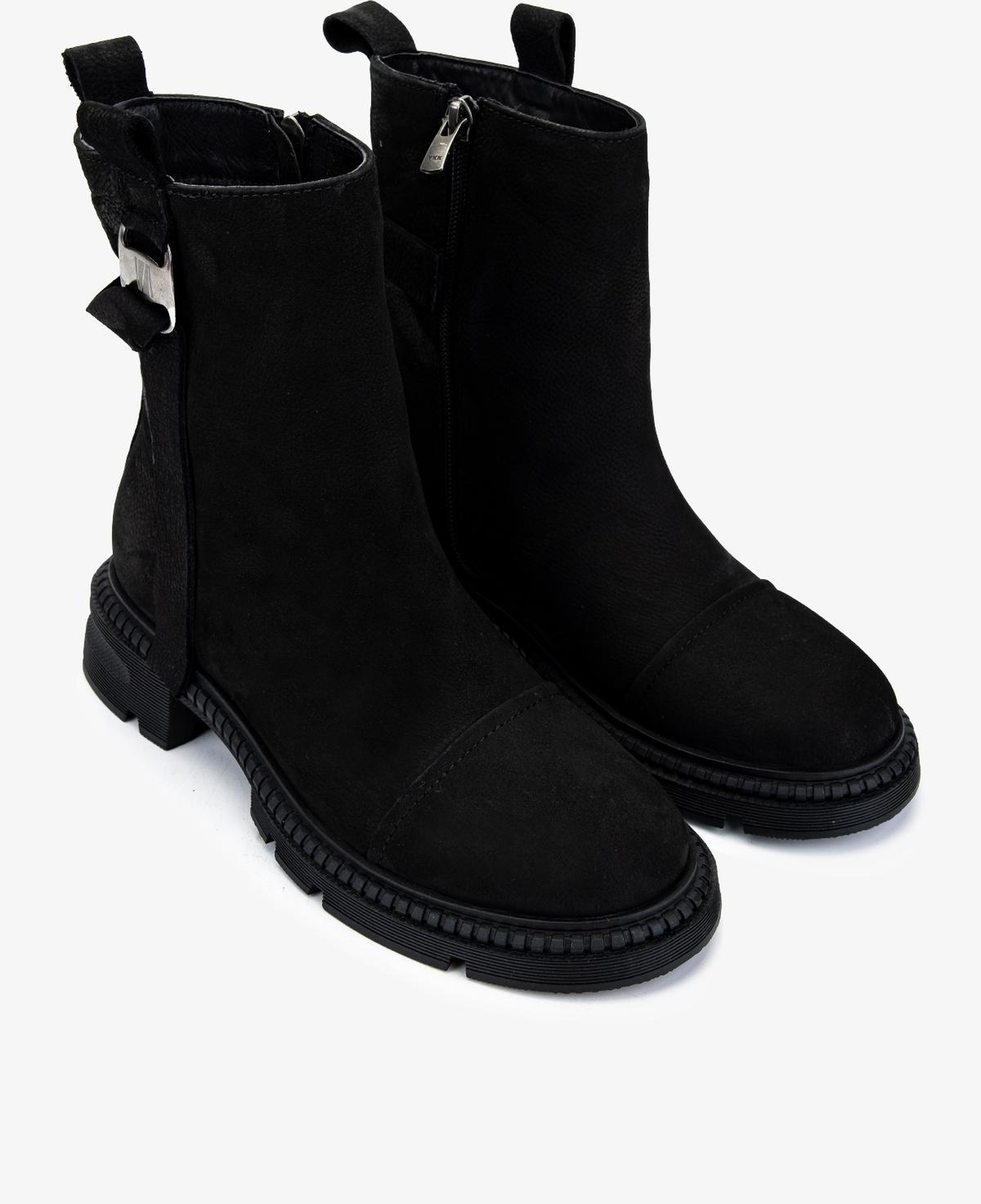 Valmenti Kadın Hakiki Deri Siyah Nubuk Düz Bot