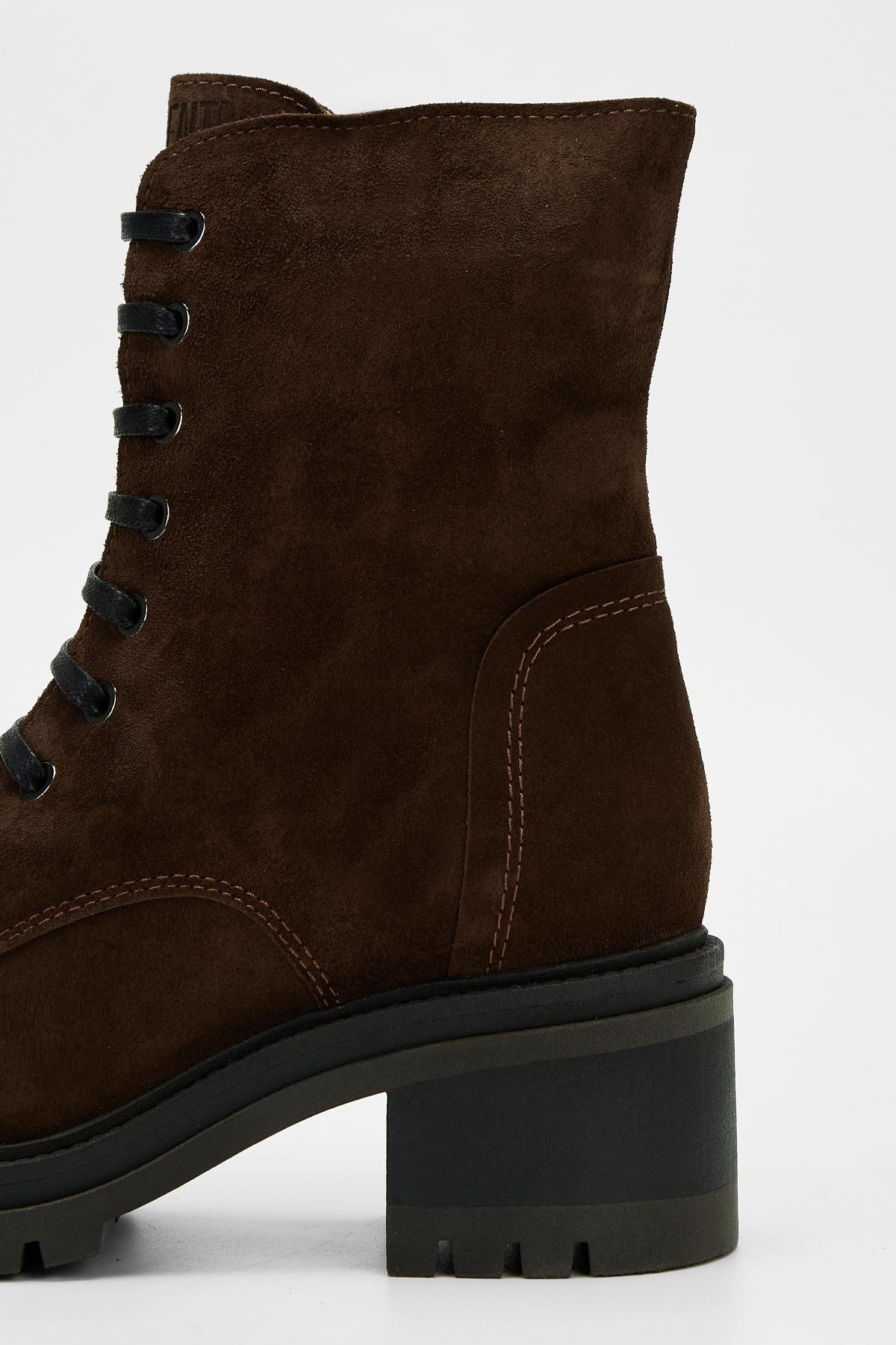 Valmenti Kadın Hakiki Deri Kahverengi Süet Topuklu Bot