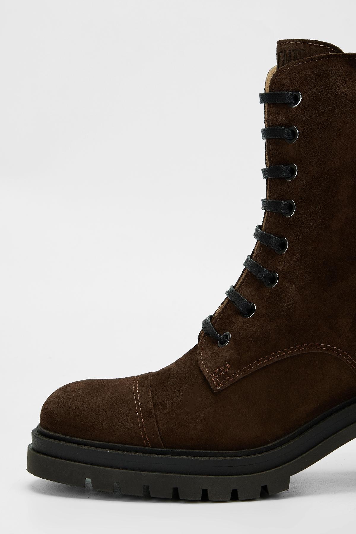 Valmenti Kadın Hakiki Deri Kahverengi Süet Topuklu Bot