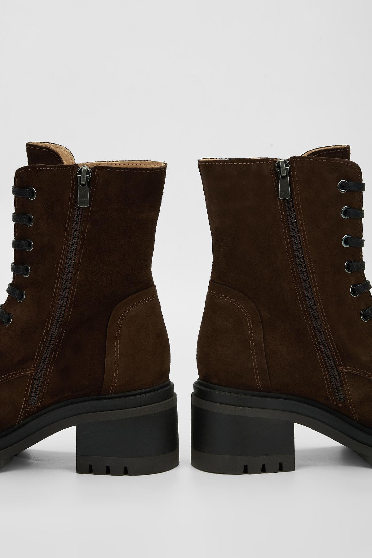 Valmenti Kadın Hakiki Deri Kahverengi Süet Topuklu Bot