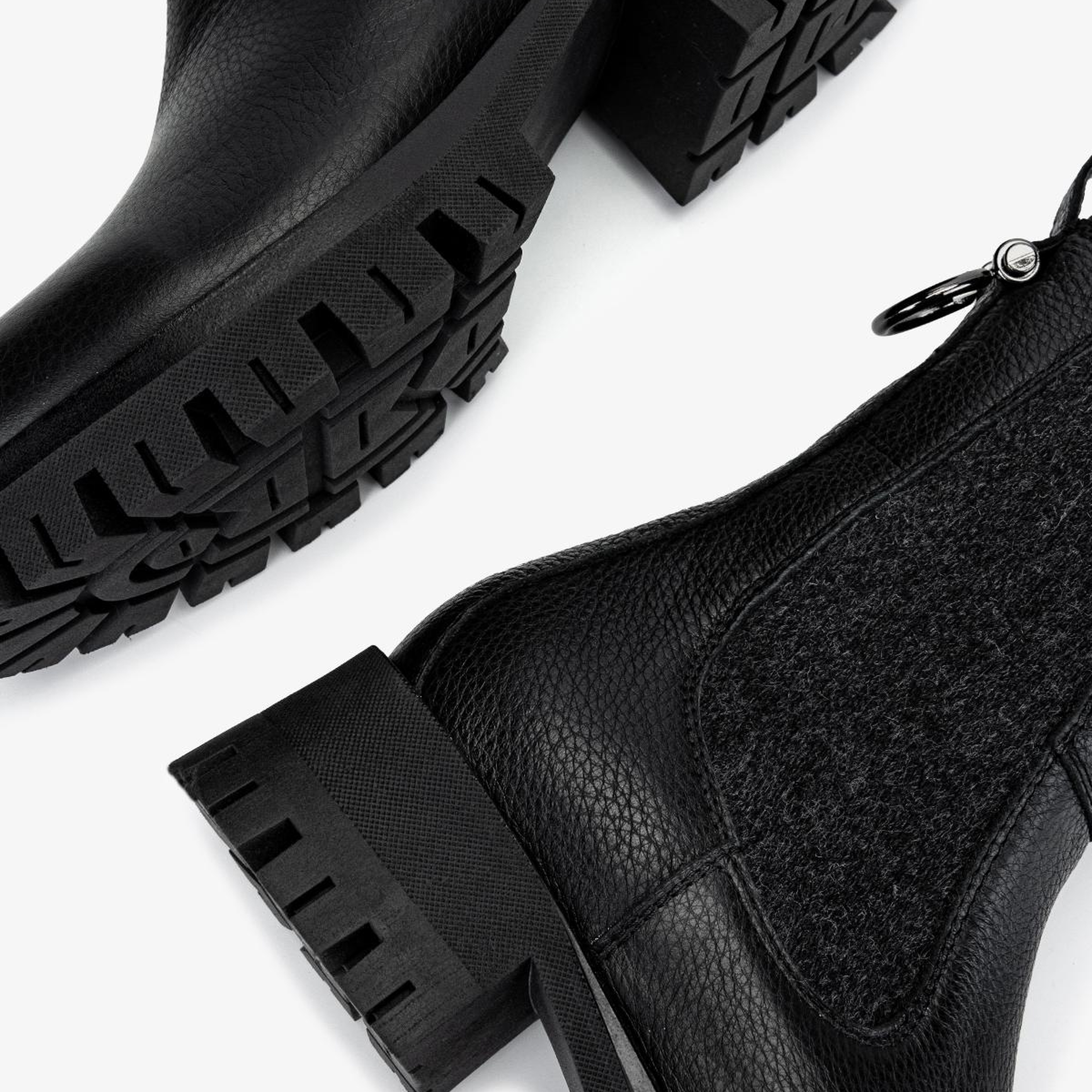 Valmenti Kadın Deri & Tekstil Siyah Floter Düz Bot