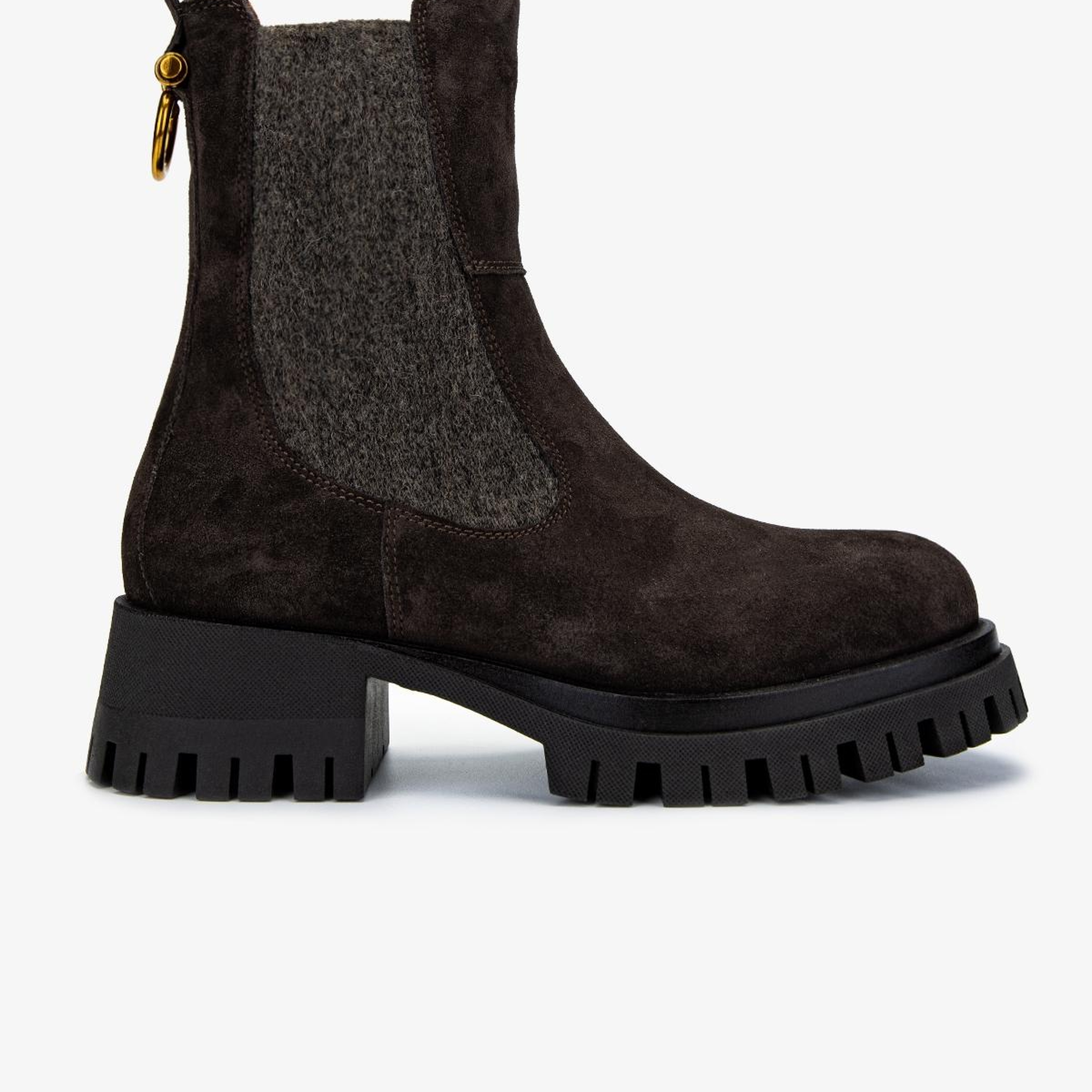 Valmenti Kadın Deri & Tekstil Gri Düz Bot