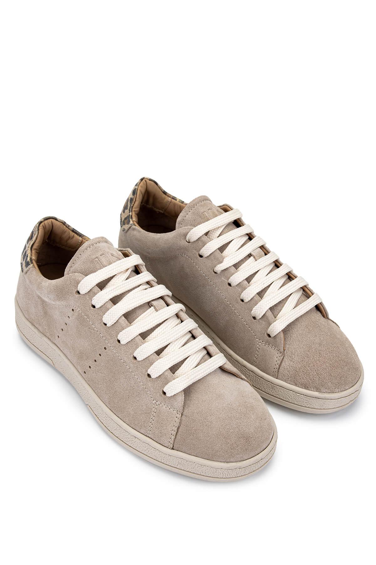 Tamer Tanca Kadın Hakiki Deri Bej Süet/Leopar Sneakers & Spor Ayakkabı