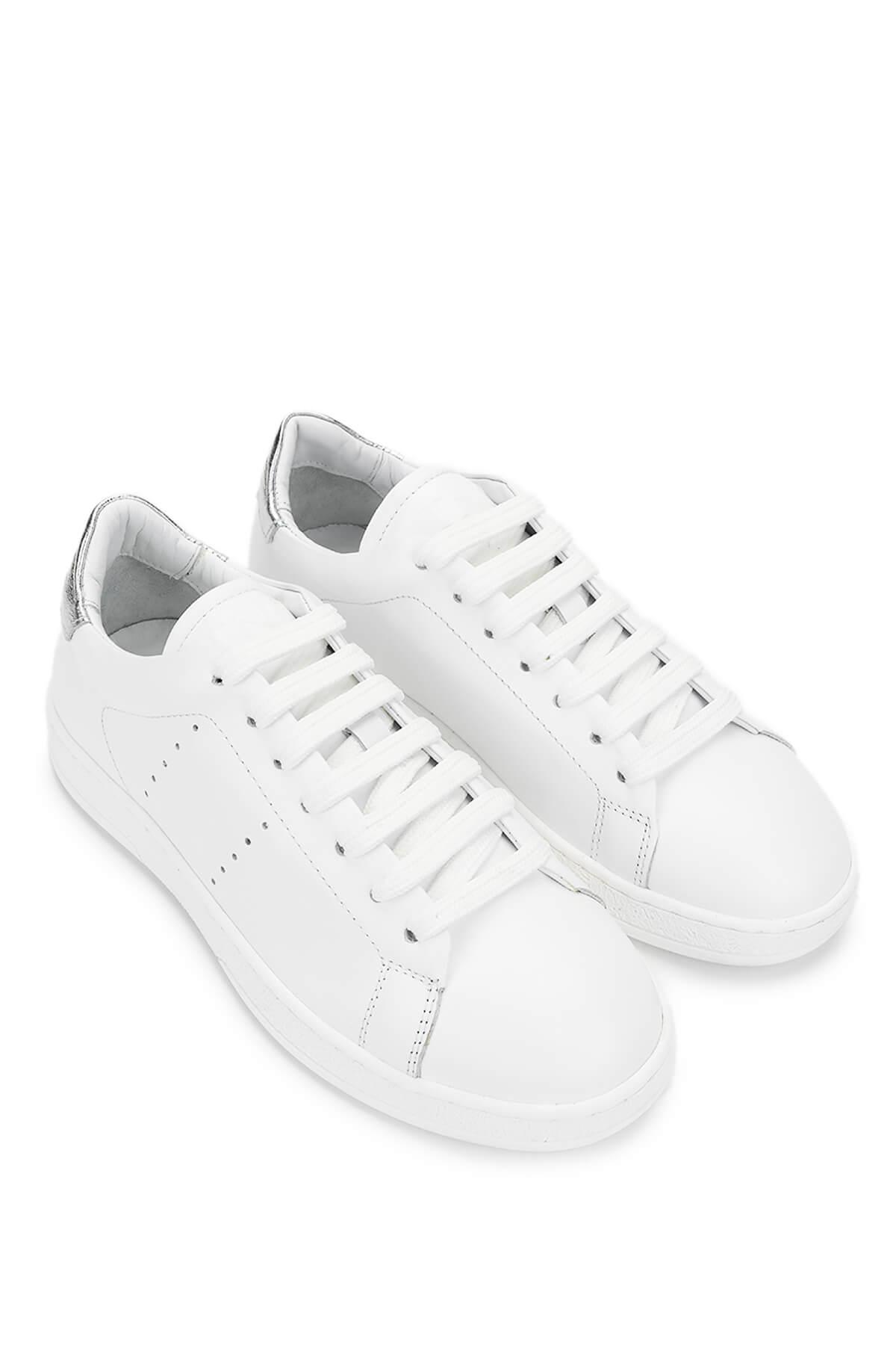 Tamer Tanca Kadın Hakiki Deri Beyaz/Gümüş Sneakers & Spor Ayakkabı