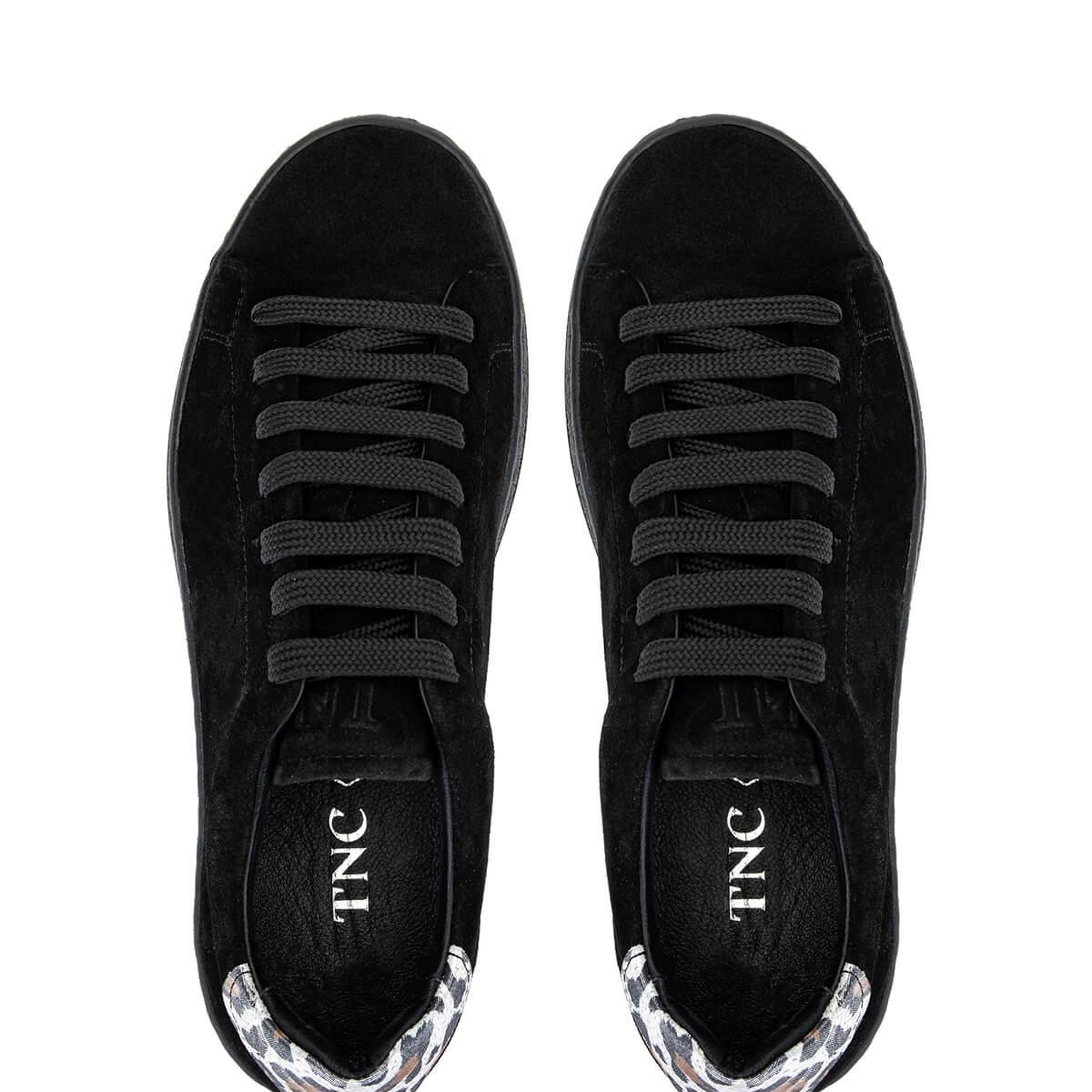 Tamer Tanca Kadın Hakiki Deri Siyah Süet/Siyah Beyaz Leopar Sneakers & Spor Ayakkabı