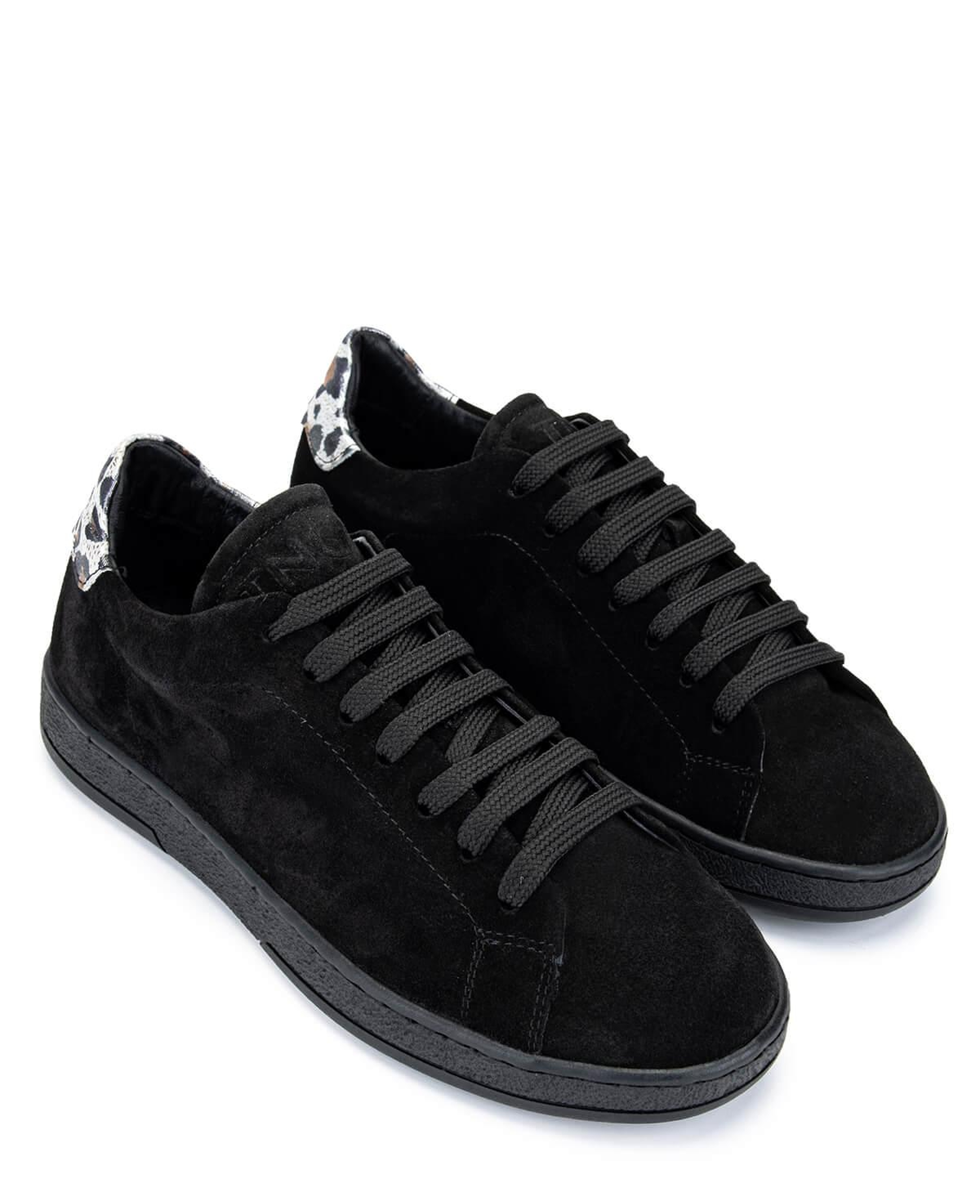 Tamer Tanca Kadın Hakiki Deri Siyah Süet/Siyah Beyaz Leopar Sneakers & Spor Ayakkabı