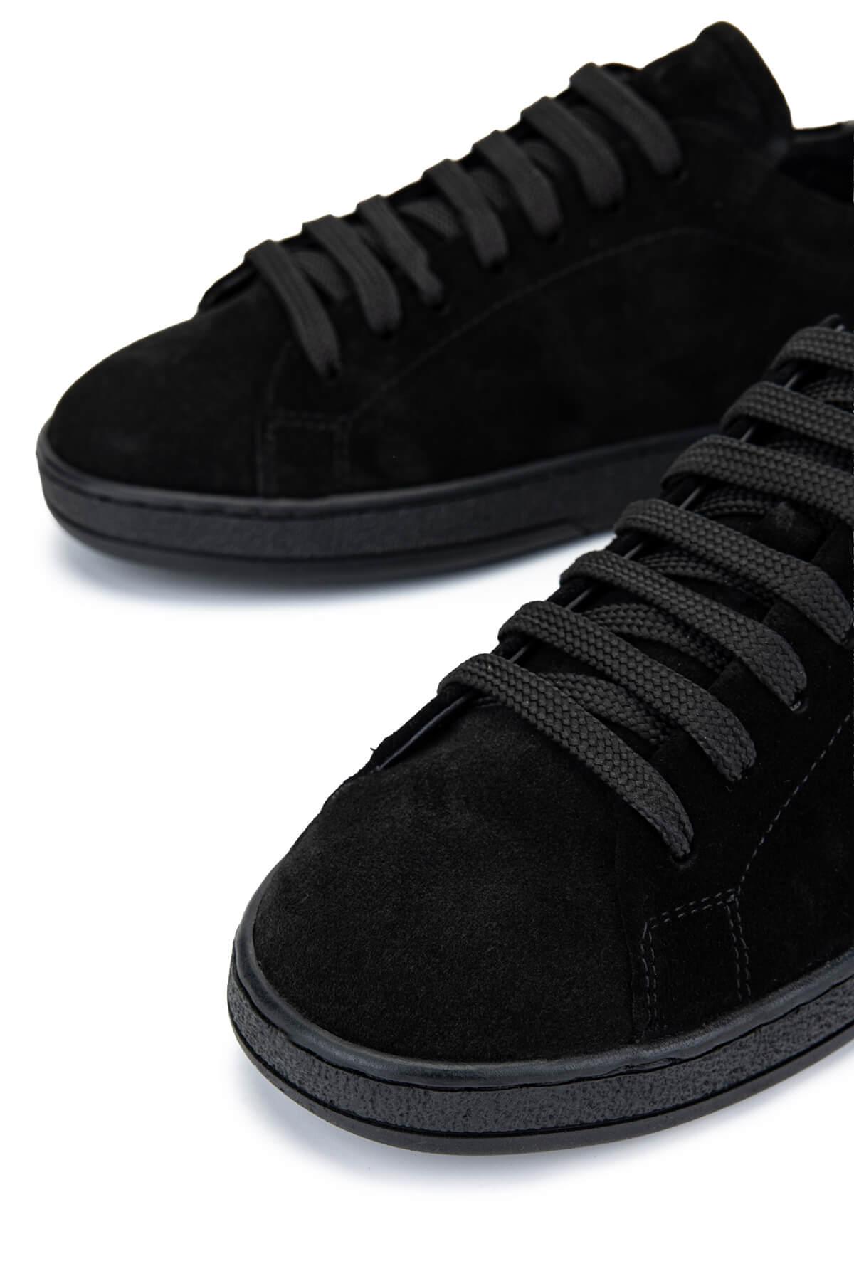 Tamer Tanca Kadın Hakiki Deri Siyah Süet/Siyah Beyaz Leopar Sneakers & Spor Ayakkabı