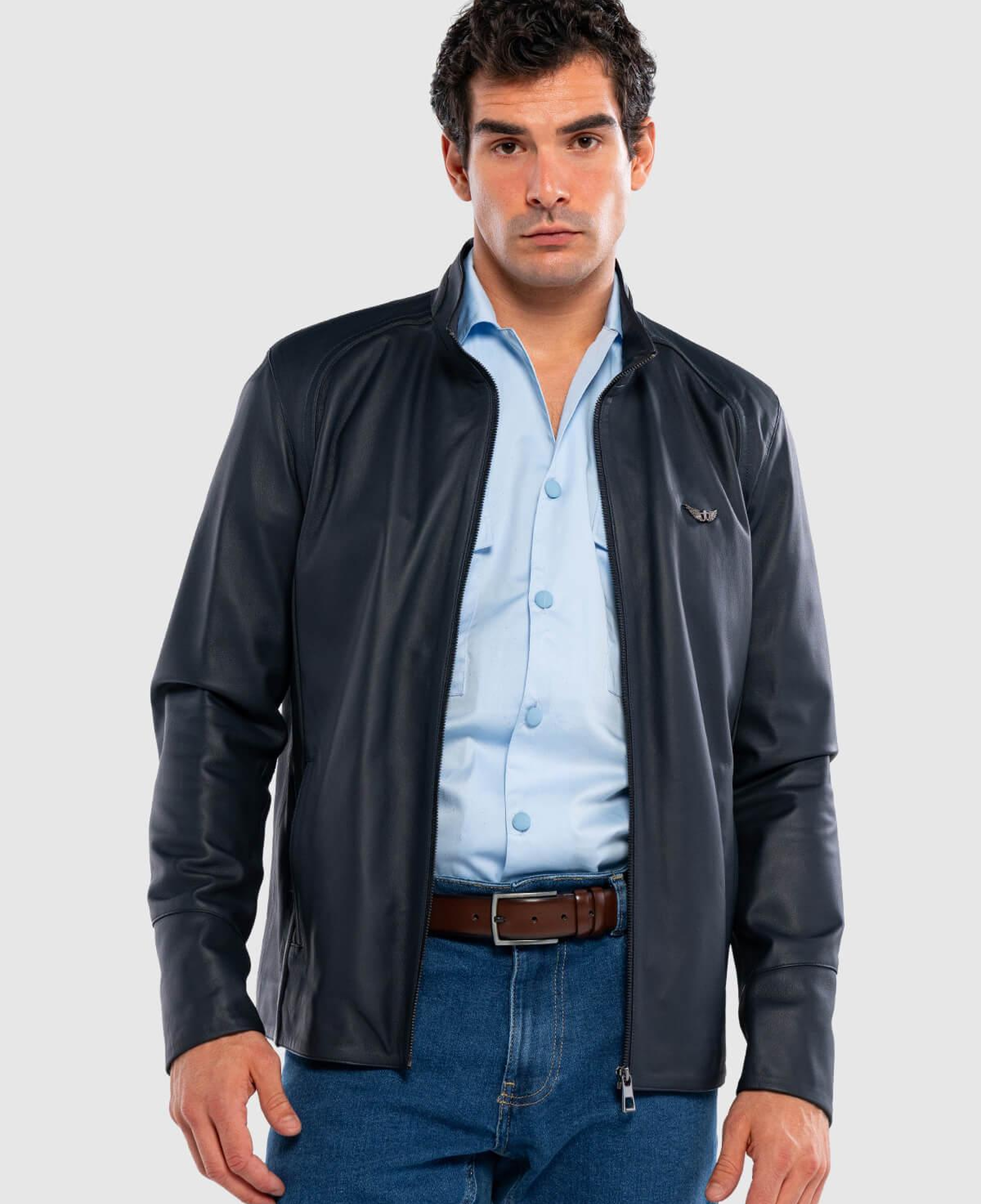 Tamer Tanca Erkek Hakiki Deri Lacivert Deri Mont