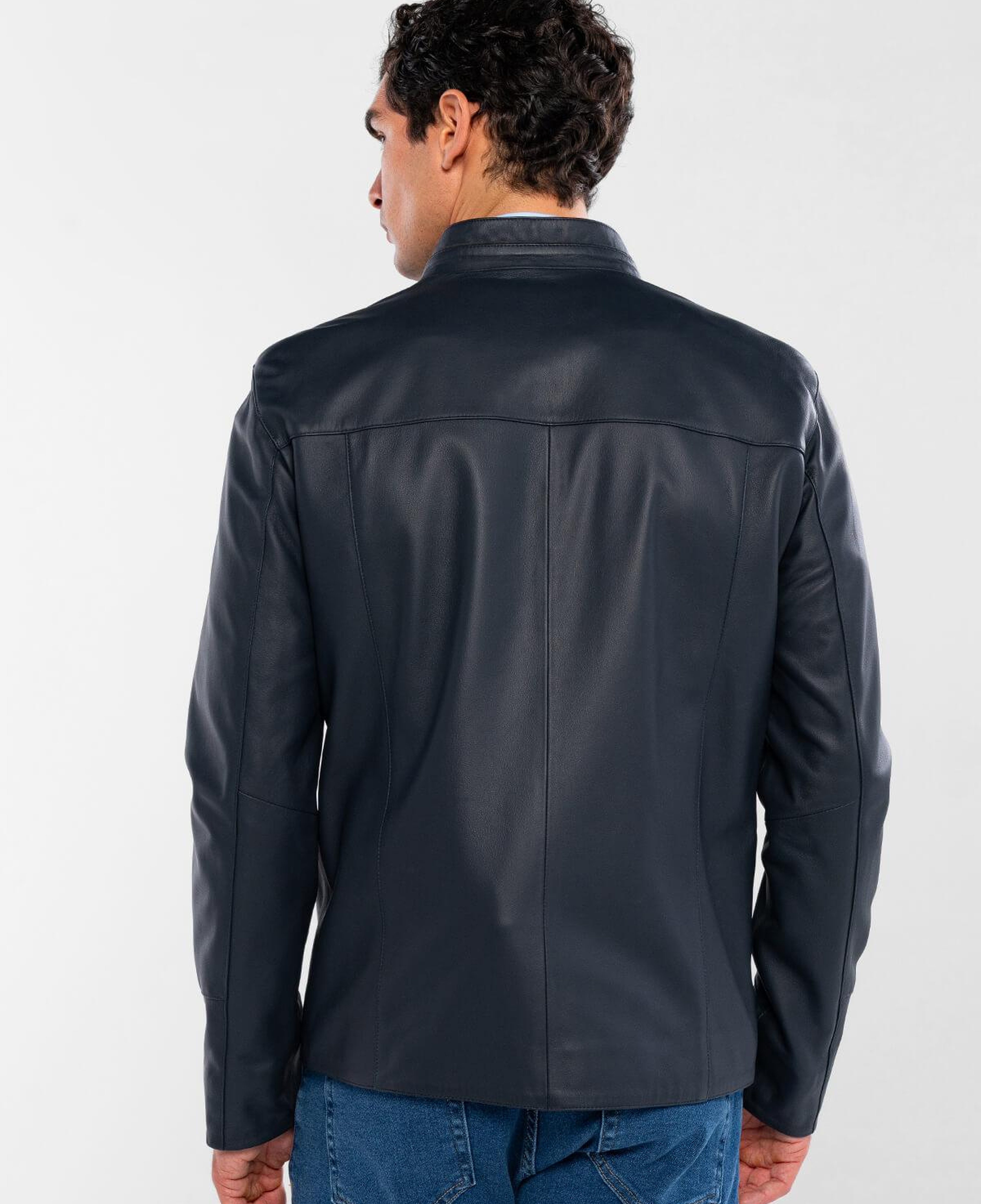 Tamer Tanca Erkek Hakiki Deri Lacivert Deri Mont