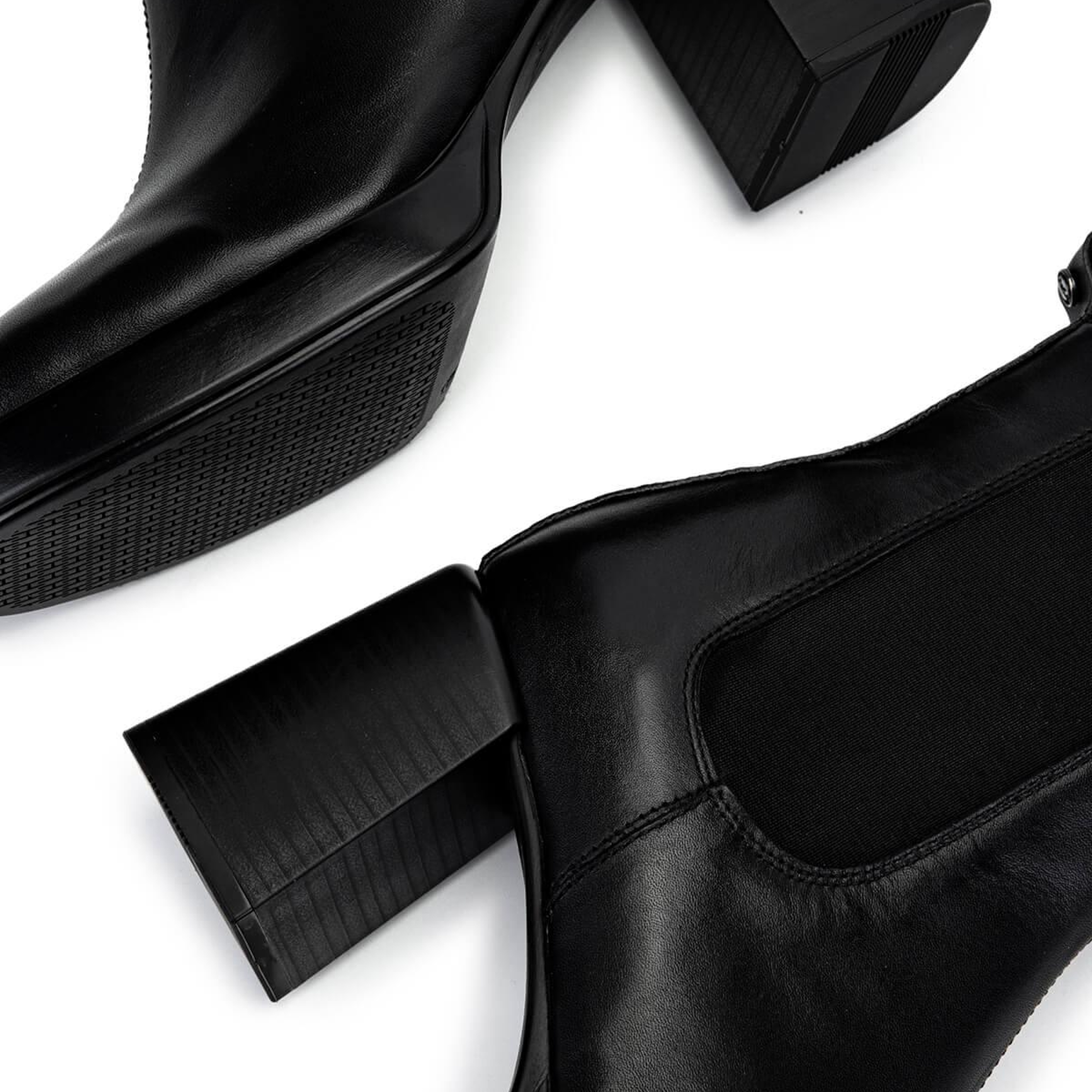 Tamer Tanca Kadın Hakiki Deri Siyah Deri Topuklu Bot