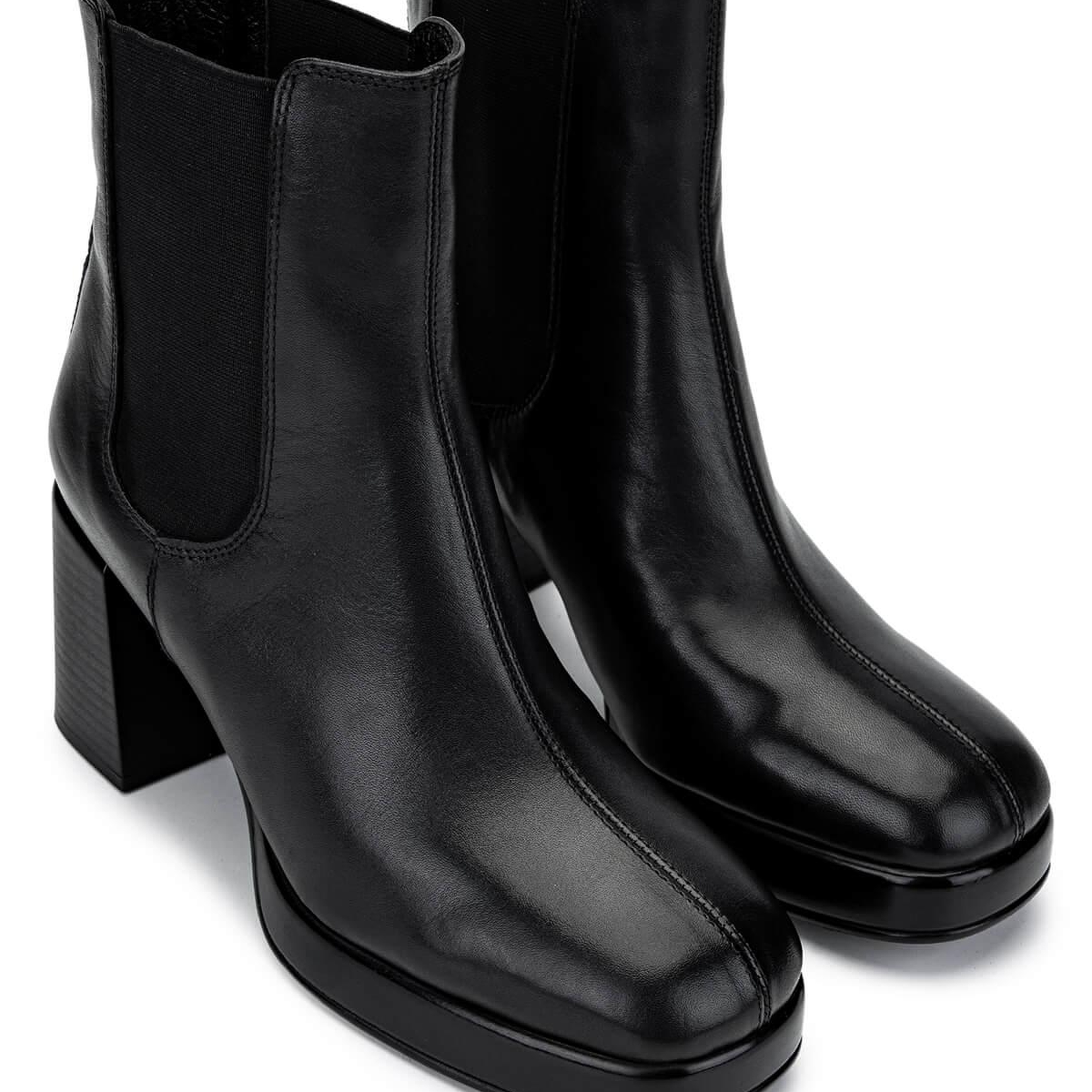 Tamer Tanca Kadın Hakiki Deri Siyah Deri Topuklu Bot