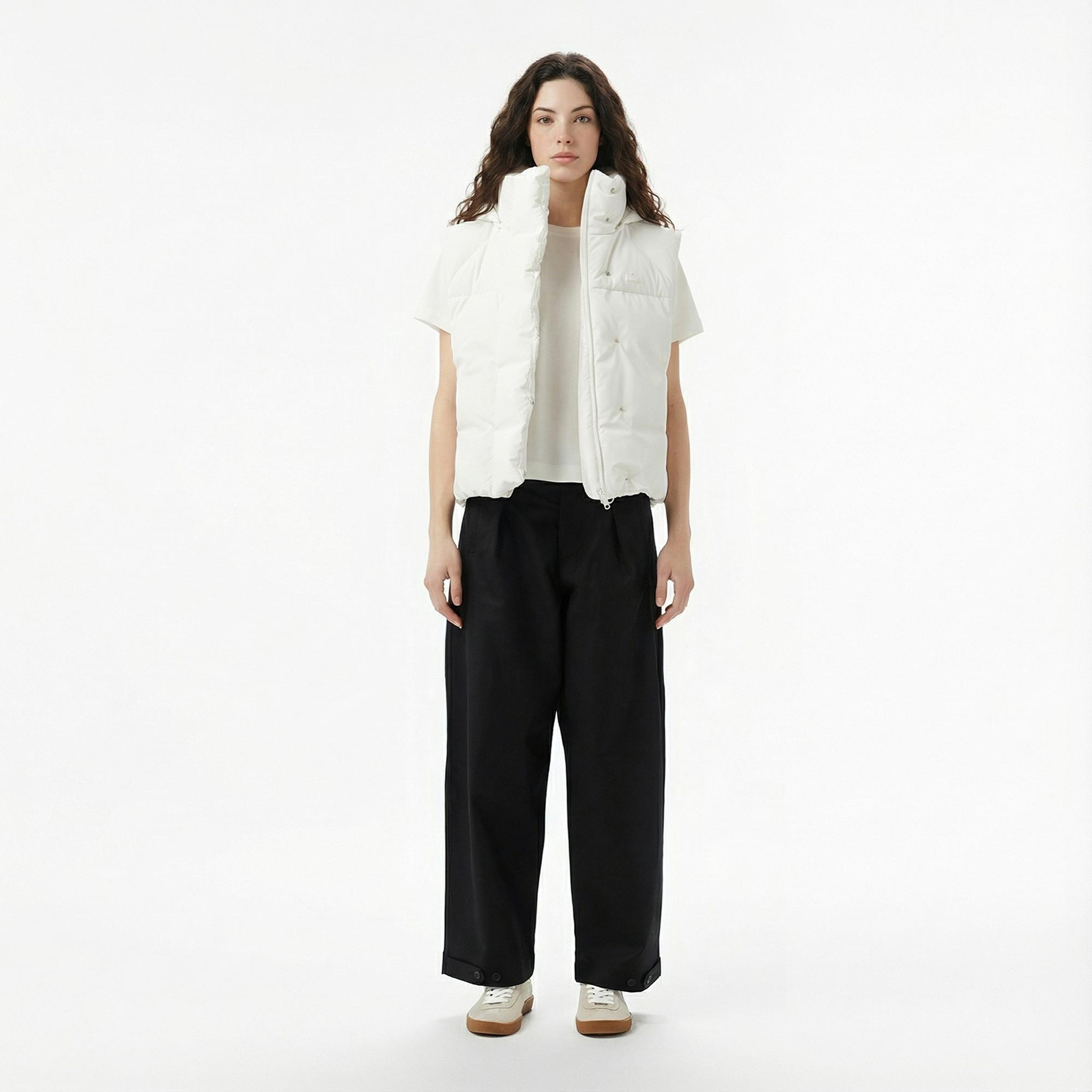 Lacoste Kadın Kapüşonlu Beyaz Yelek