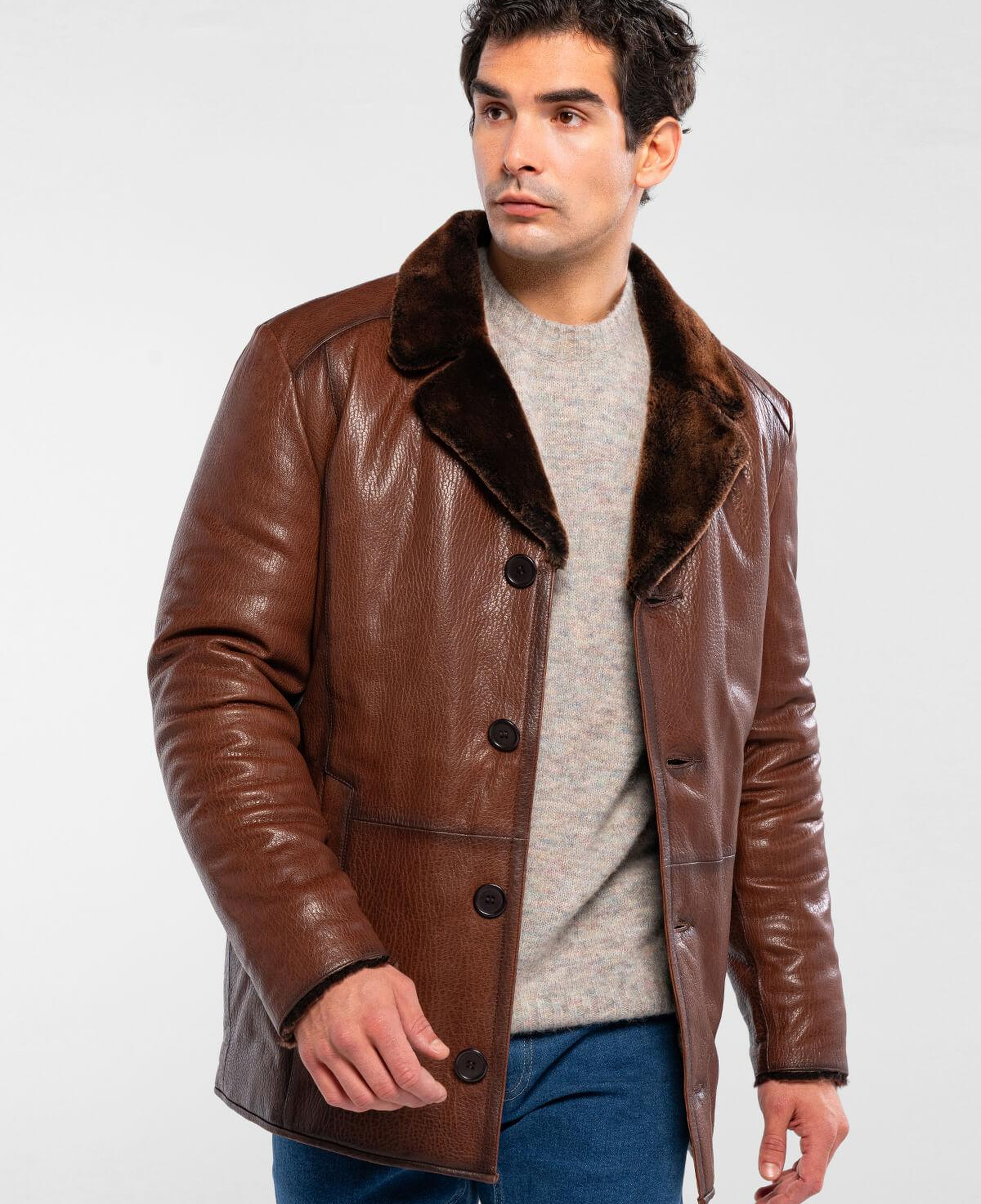 Tamer Tanca Erkek Hakiki Deri Kahverengi Deri Mont
