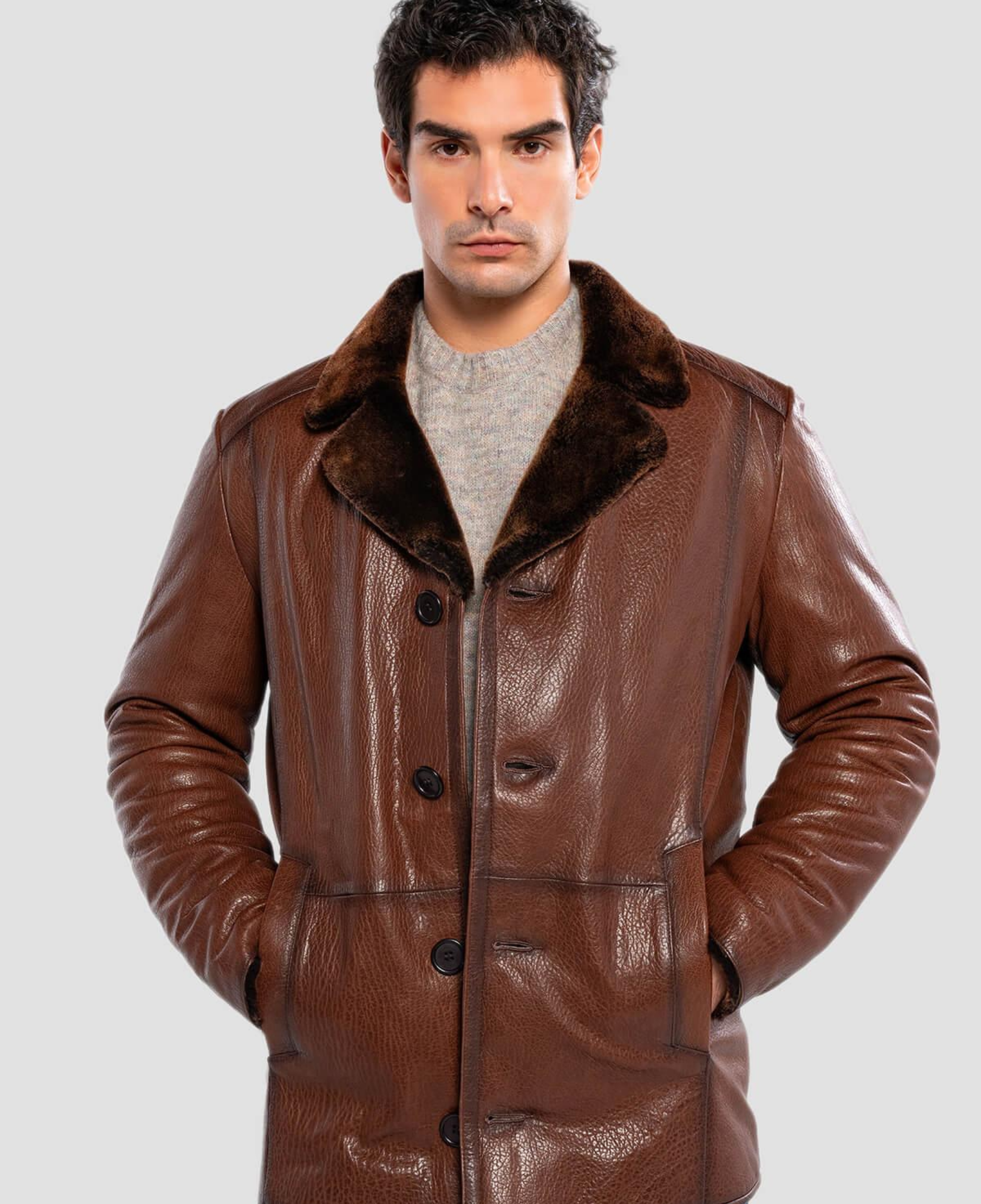 Tamer Tanca Erkek Hakiki Deri Kahverengi Deri Mont