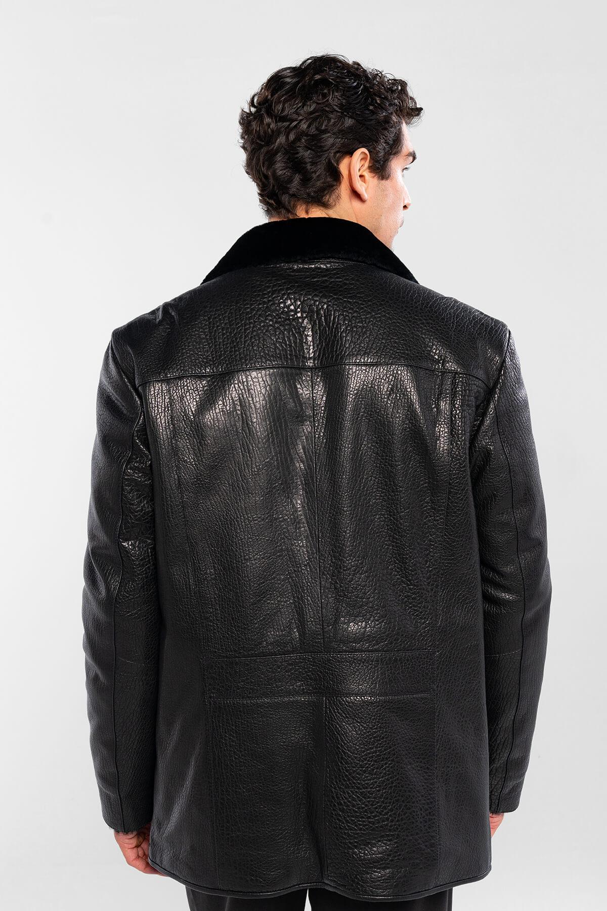 Tamer Tanca Erkek Hakiki Deri Siyah Jumbo Deri Mont