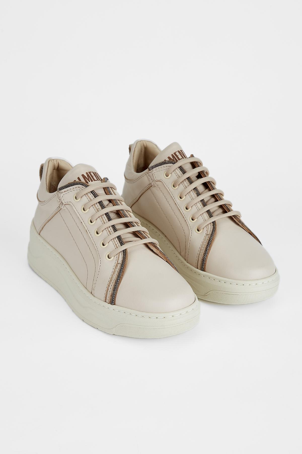 Valmenti Kadın Hakiki Deri Bej Sneakers & Spor Ayakkabı