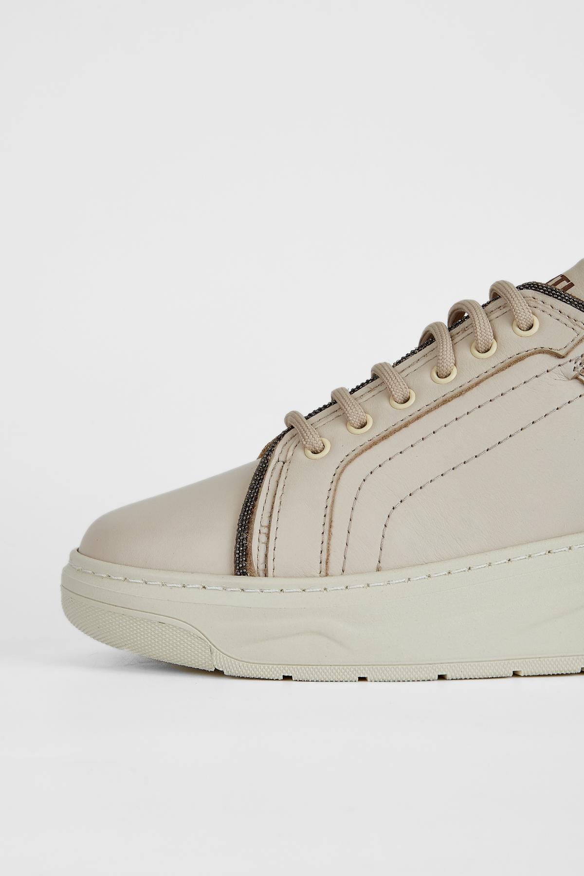 Valmenti Kadın Hakiki Deri Bej Sneakers & Spor Ayakkabı