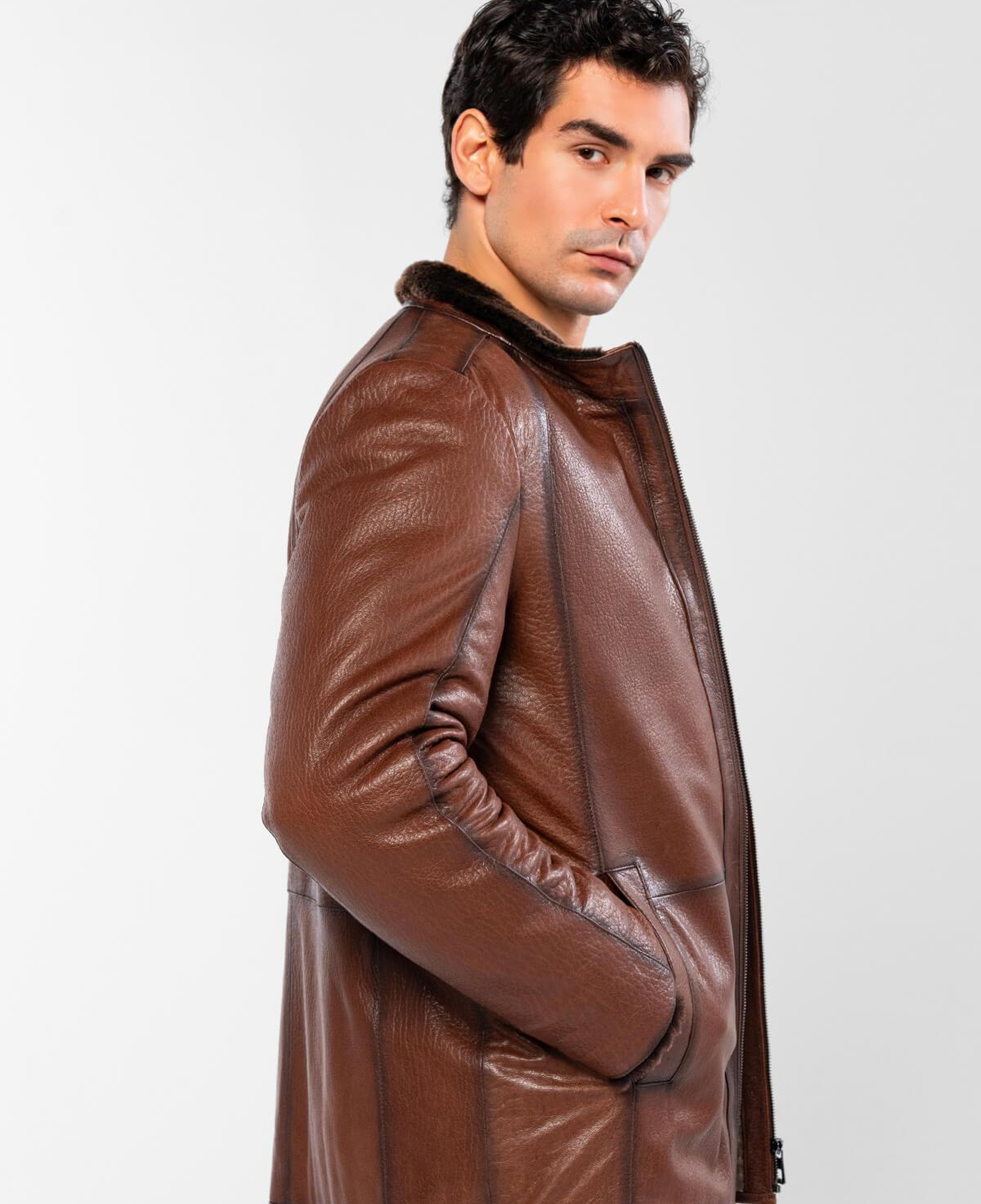 Tamer Tanca Erkek Hakiki Deri Kahverengi Deri Mont