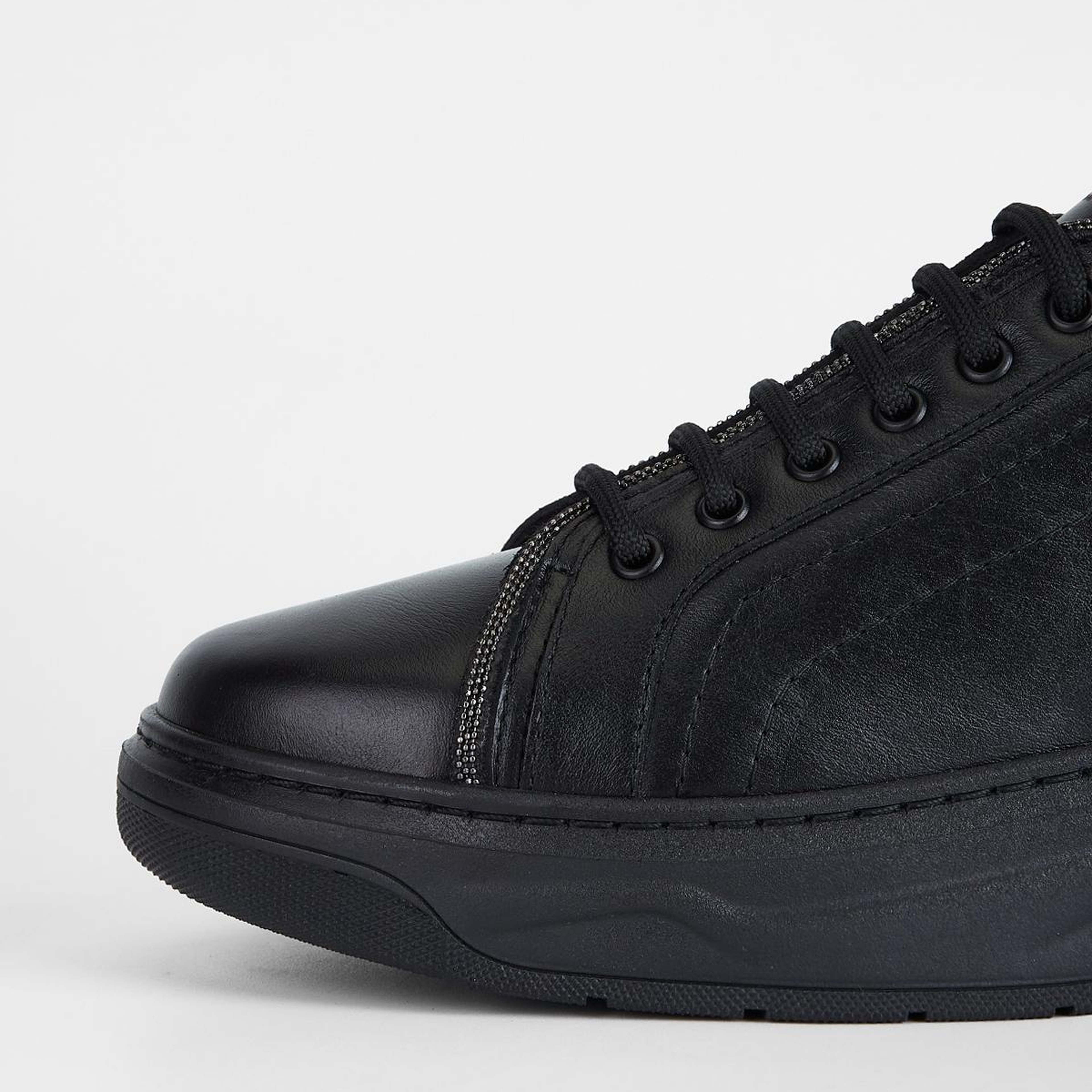 Valmenti Kadın Hakiki Deri Siyah Sneakers & Spor Ayakkabı