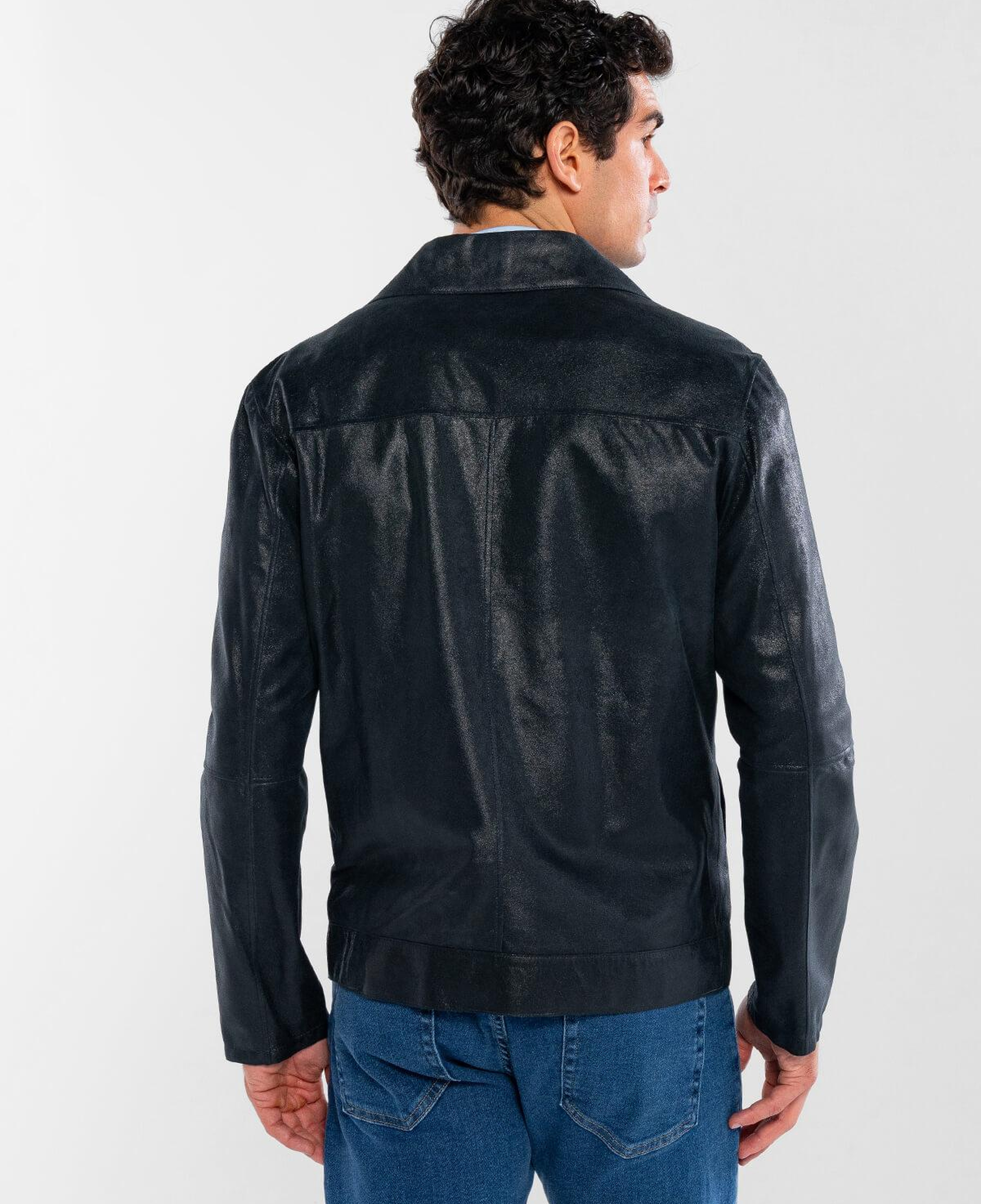 Tamer Tanca Erkek Hakiki Deri Lacivert Deri Mont