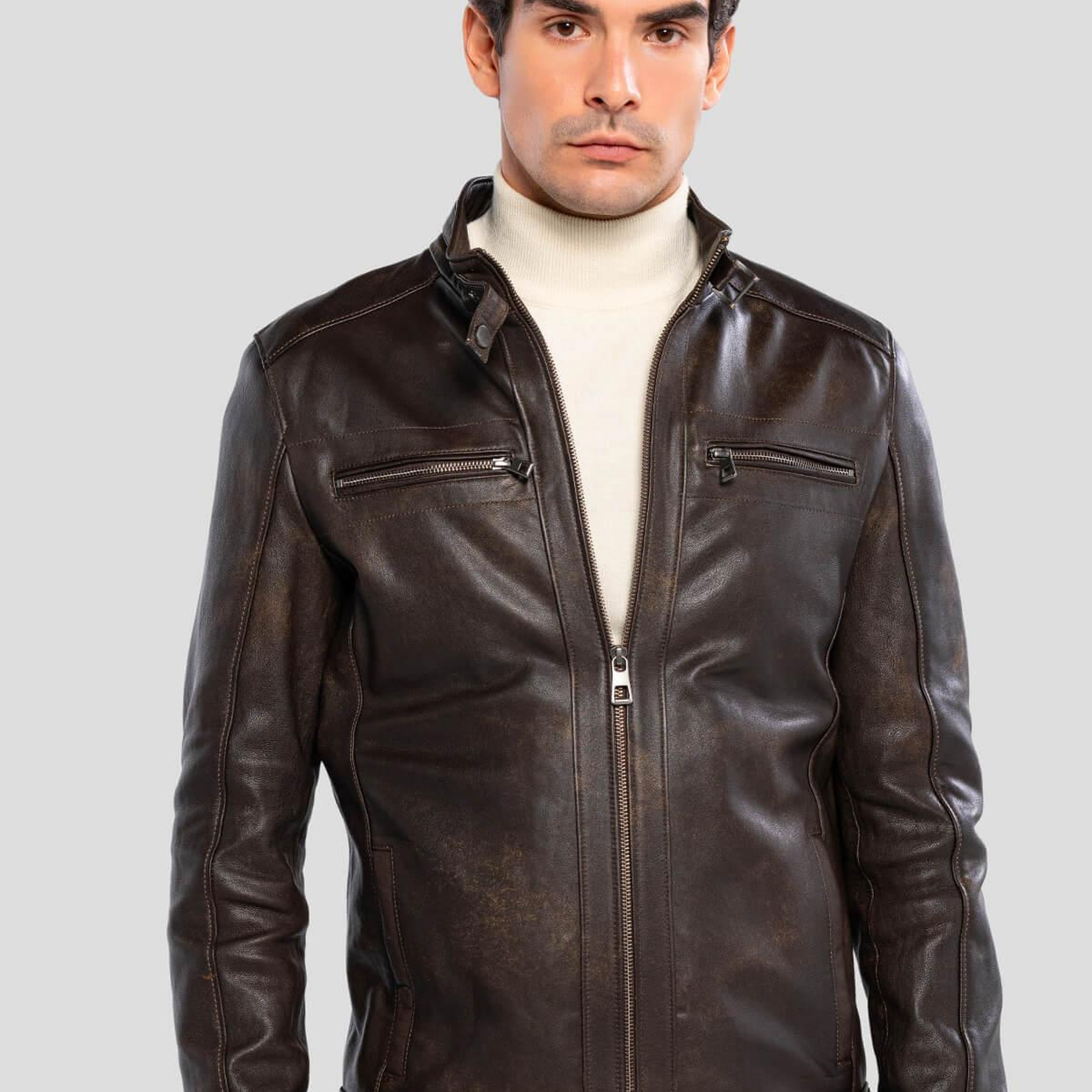 Tamer Tanca Erkek Hakiki Deri Viski Eskitme Deri Mont