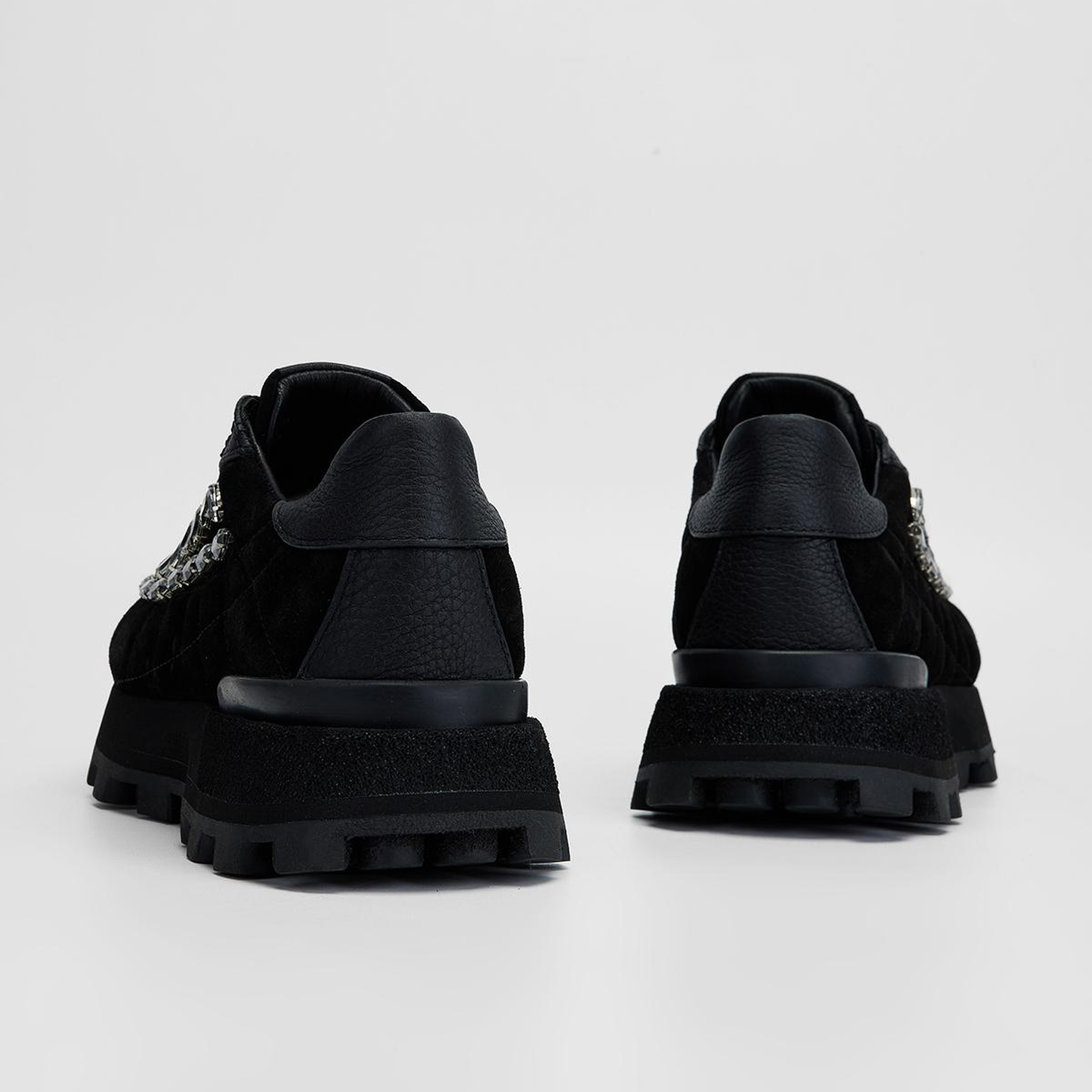 Valmenti Kadın Hakiki Deri Siyah Süet Sneakers & Spor Ayakkabı