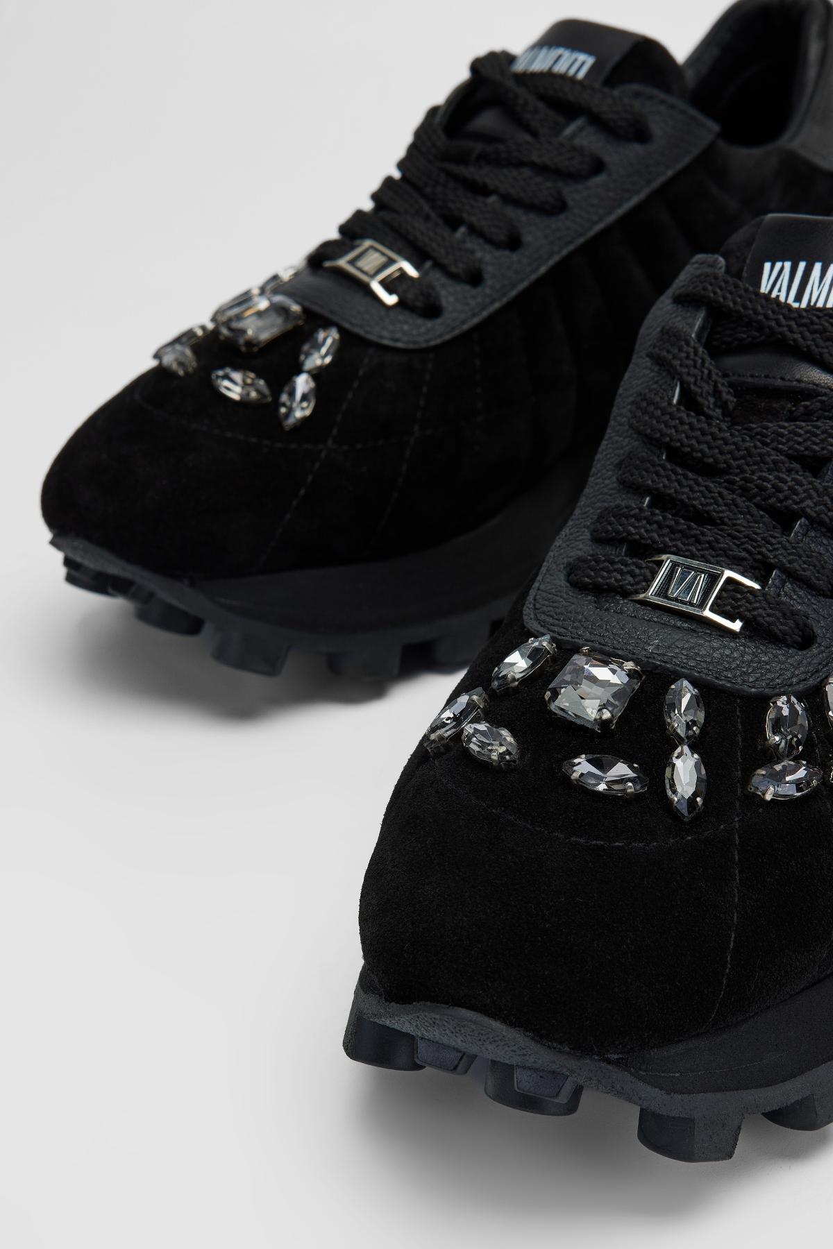 Valmenti Kadın Hakiki Deri Siyah Süet Sneakers & Spor Ayakkabı