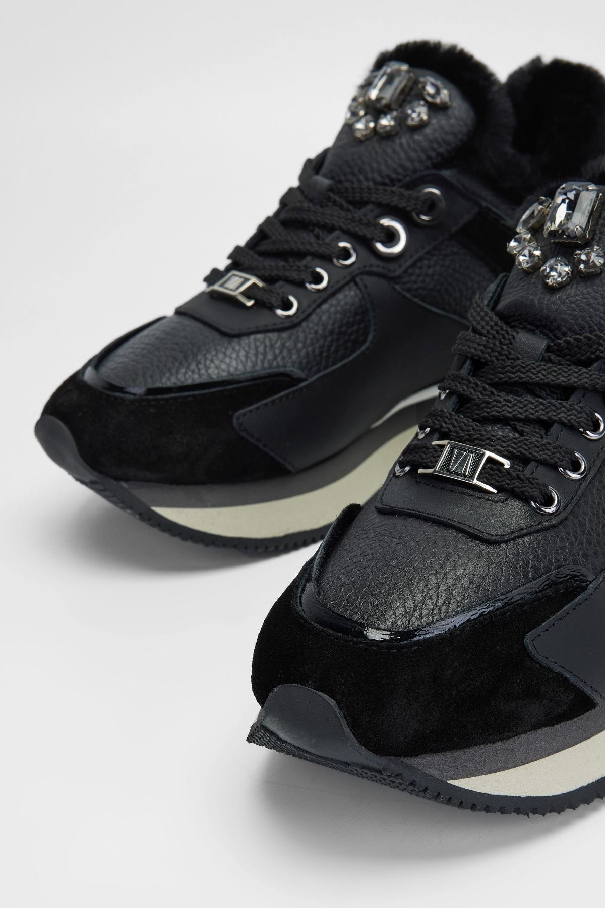 Valmenti Kadın Hakiki Deri Siyah Floter Sneakers & Spor Ayakkabı