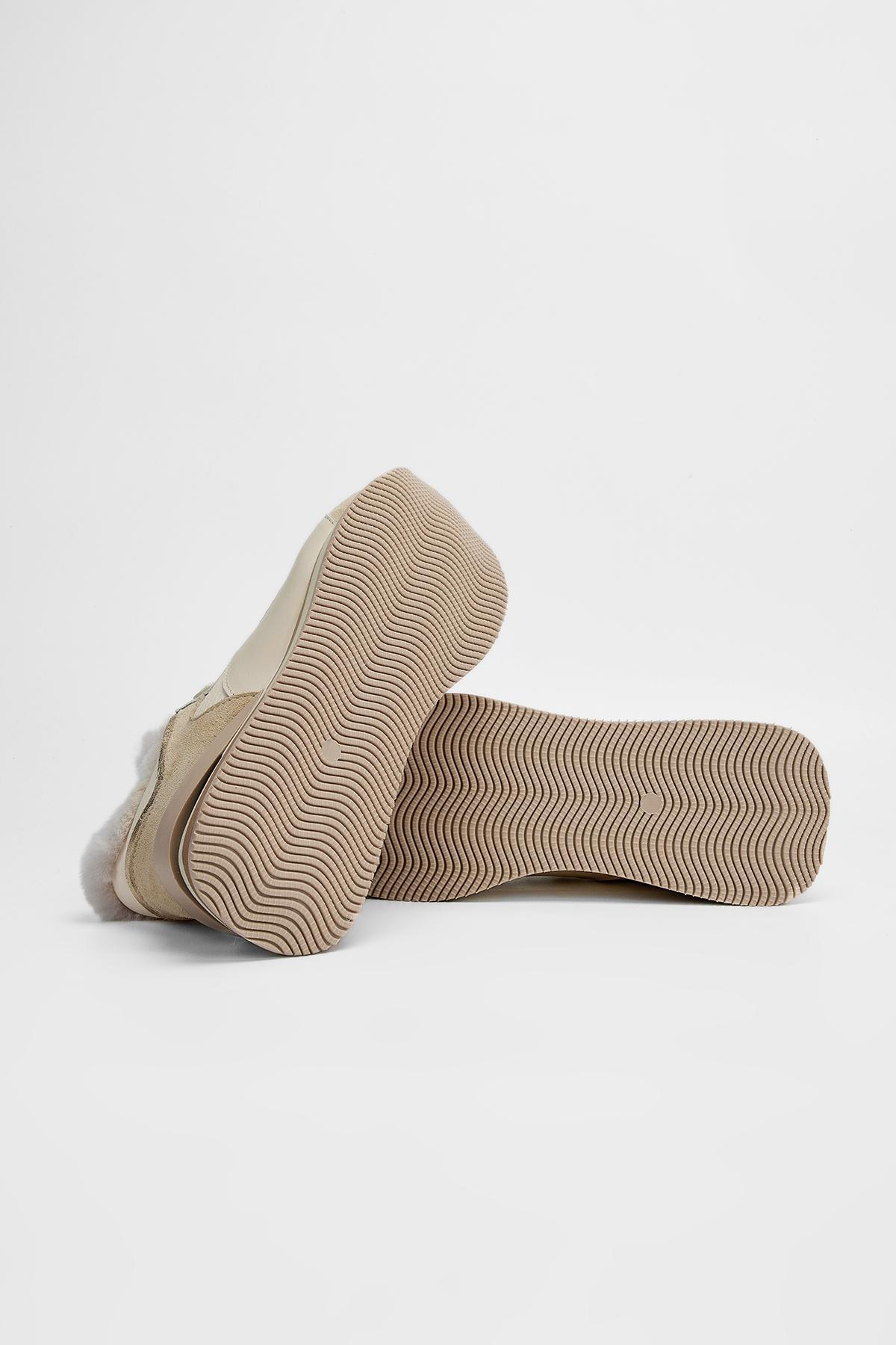 Valmenti Kadın Hakiki Deri Bej Floter Sneakers & Spor Ayakkabı