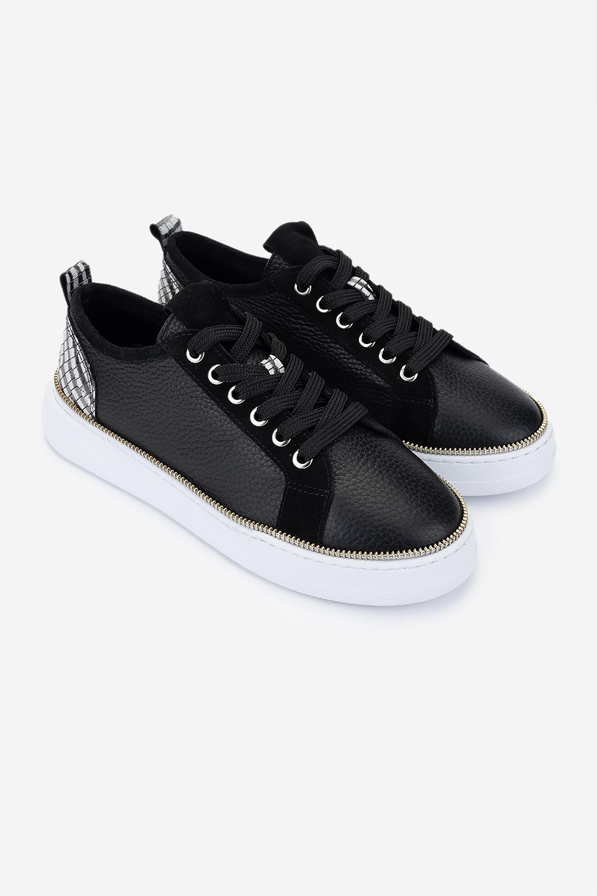 Valmenti Kadın Hakiki Deri Siyah Floter Sneakers & Spor Ayakkabı