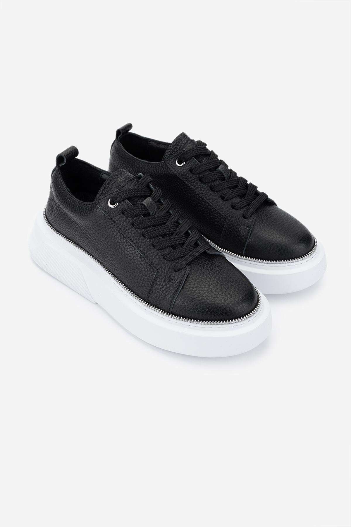 Valmenti Kadın Hakiki Deri Siyah Floter Sneakers & Spor Ayakkabı