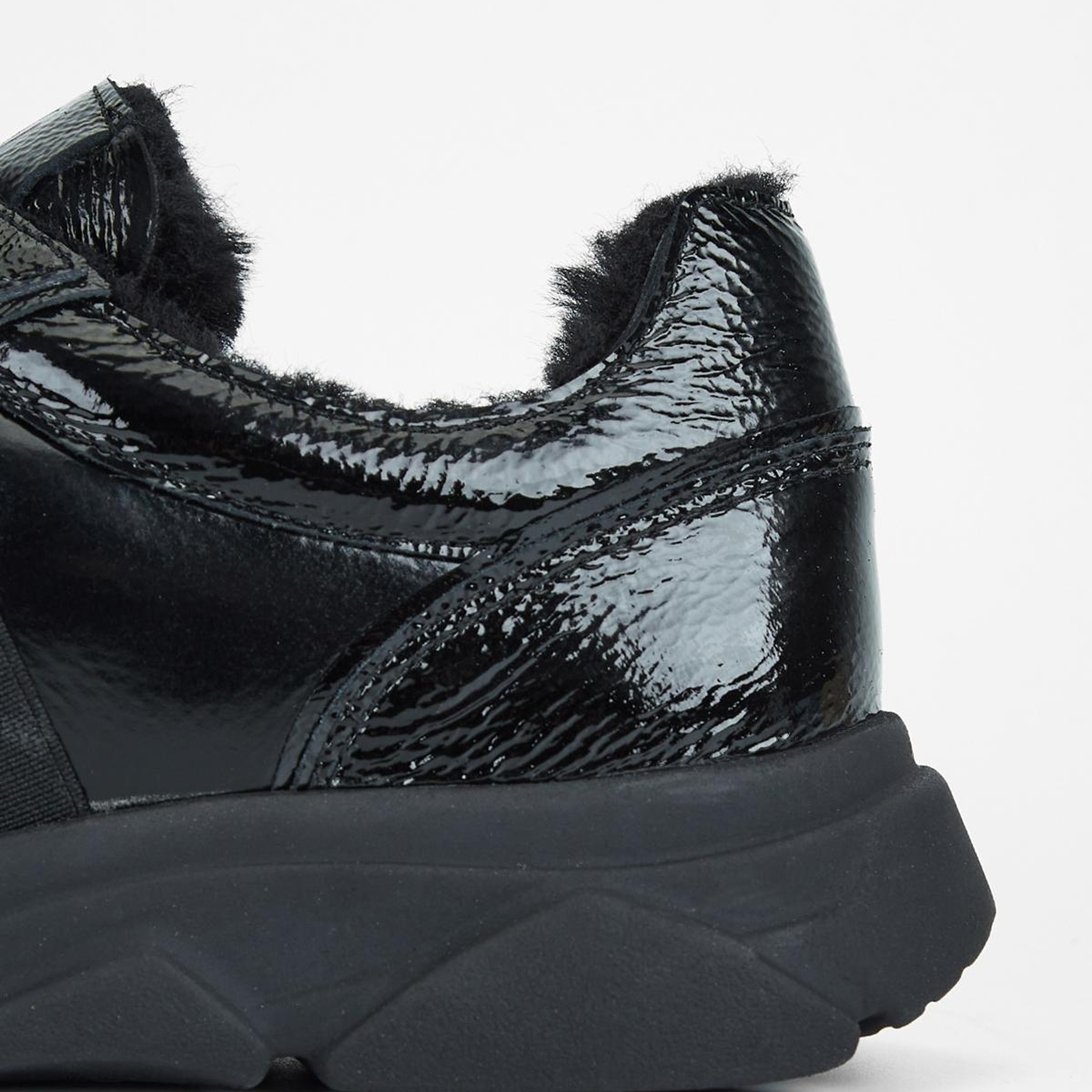 Valmenti Kadın Hakiki Deri Siyah Rugan Sneakers & Spor Ayakkabı